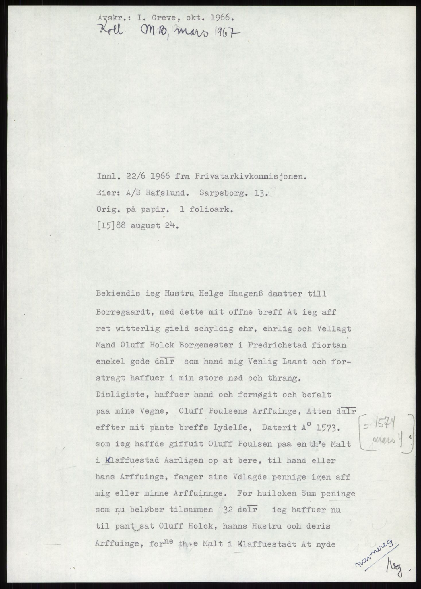 Samlinger til kildeutgivelse, Diplomavskriftsamlingen, RA/EA-4053/H/Ha, p. 184