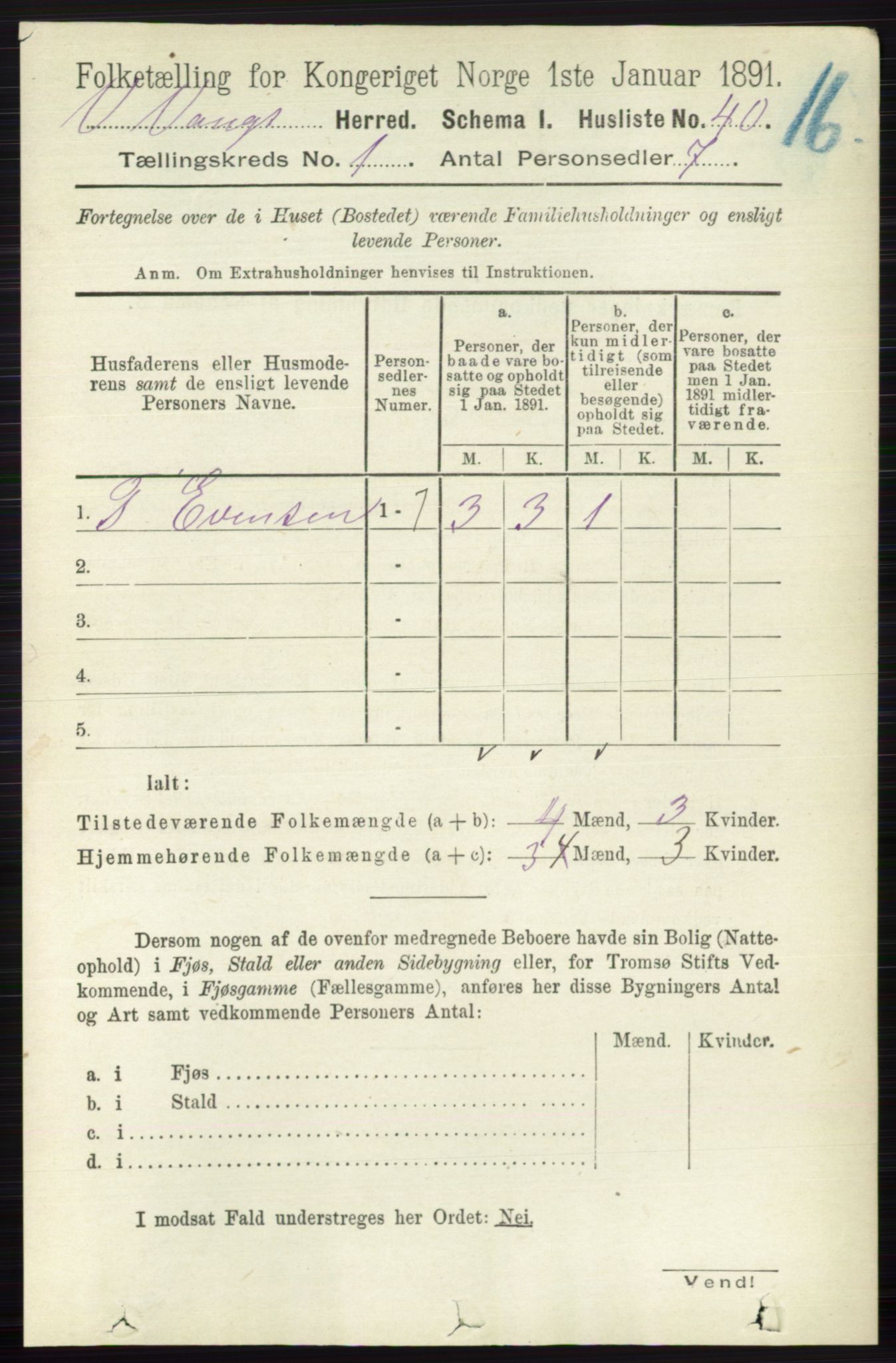 RA, 1891 census for 0545 Vang, 1891, p. 70