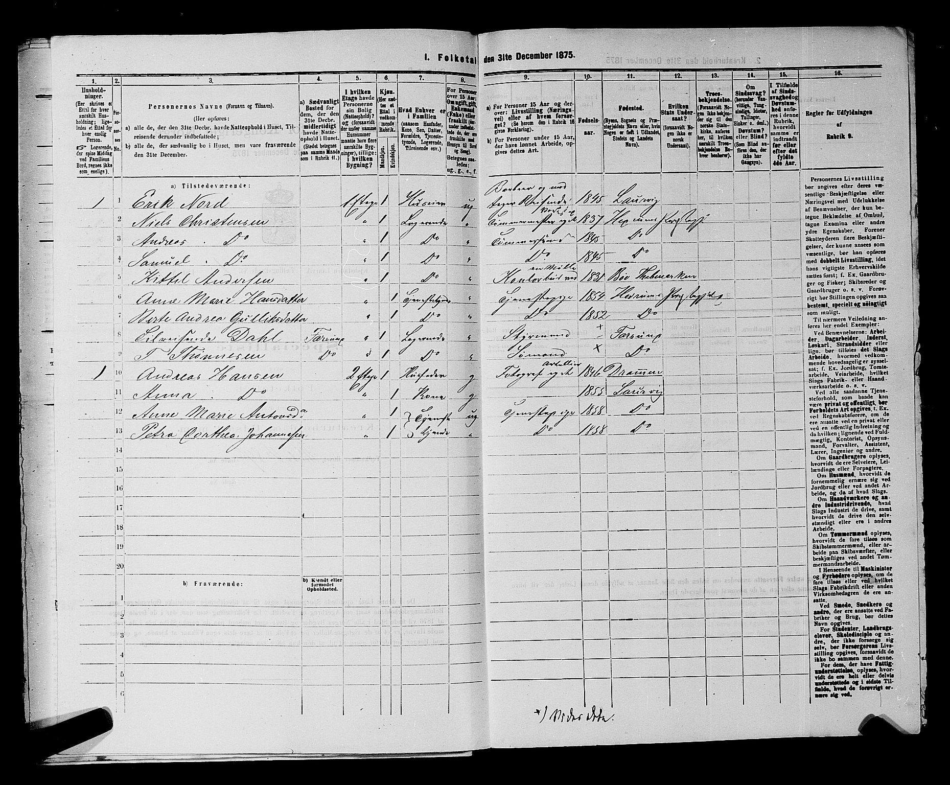 SAKO, 1875 census for 0707P Larvik, 1875, p. 217