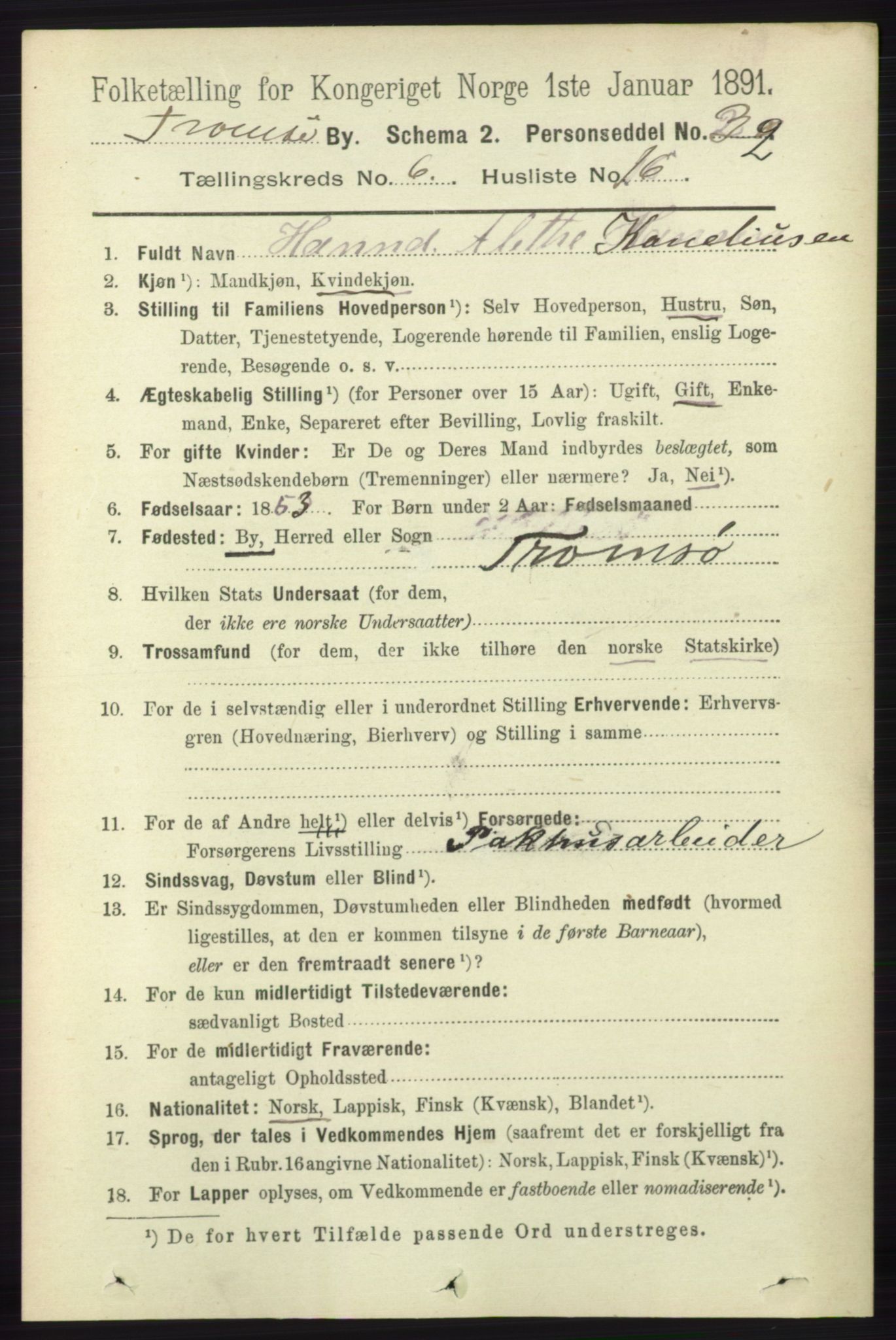 RA, 1891 census for 1902 Tromsø, 1891, p. 5761