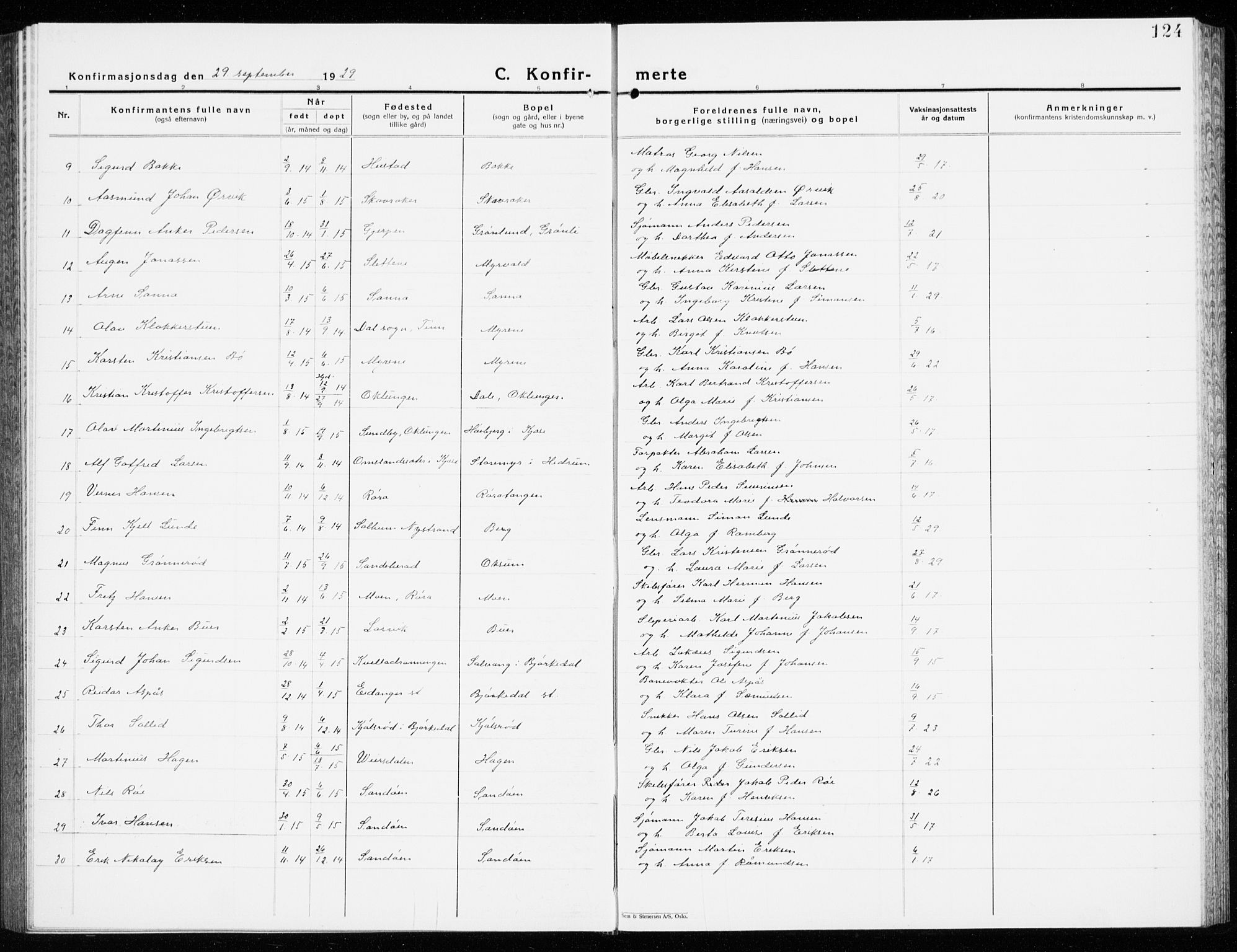 Eidanger kirkebøker, SAKO/A-261/G/Ga/L0005: Parish register (copy) no. 5, 1928-1942, p. 124