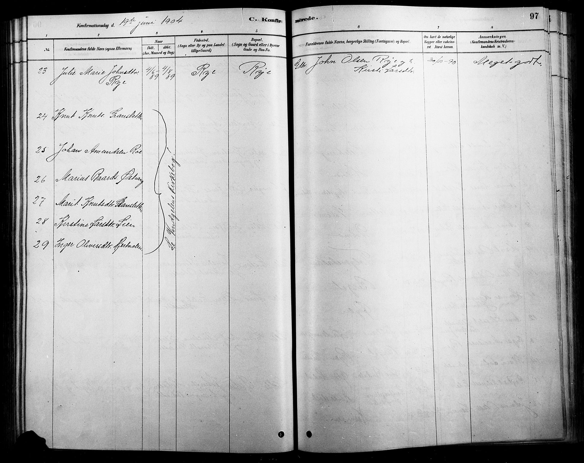 Tolga prestekontor, SAH/PREST-062/L/L0007: Parish register (copy) no. 7, 1878-1919, p. 97