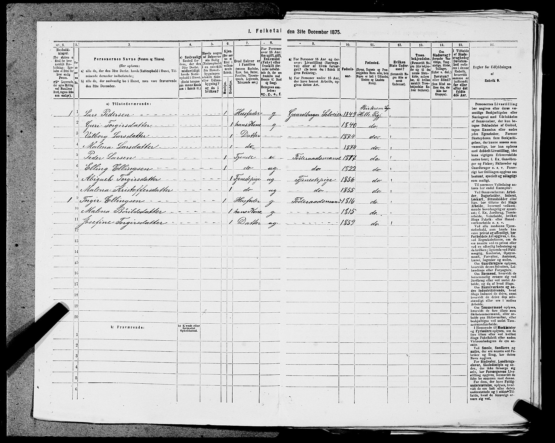 SAST, 1875 census for 1115P Helleland, 1875, p. 774