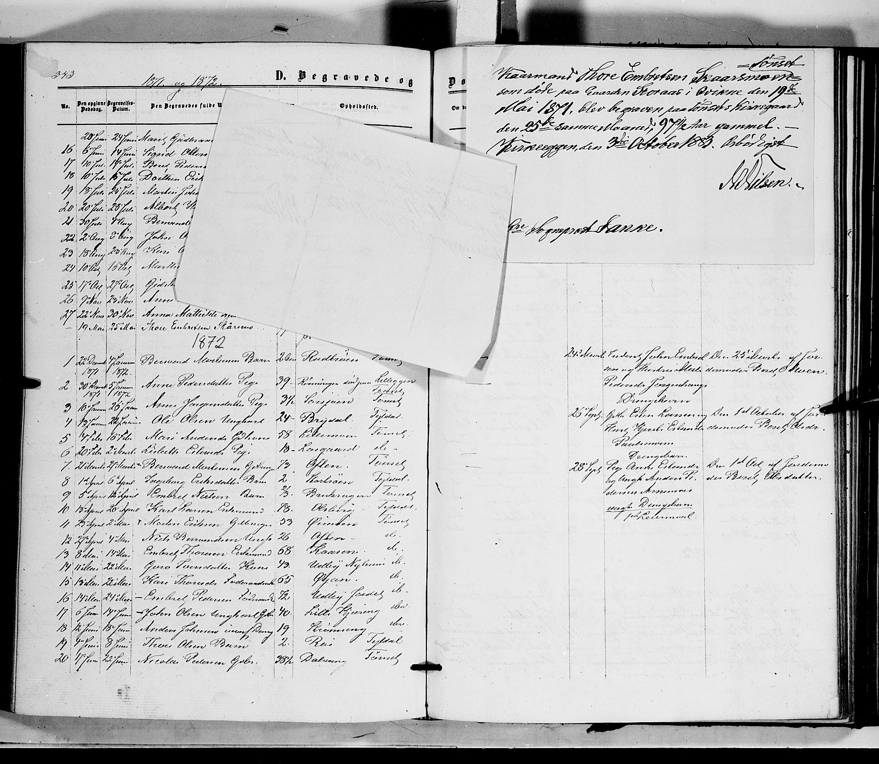 Tynset prestekontor, AV/SAH-PREST-058/H/Ha/Haa/L0021: Parish register (official) no. 21, 1863-1879, p. 343