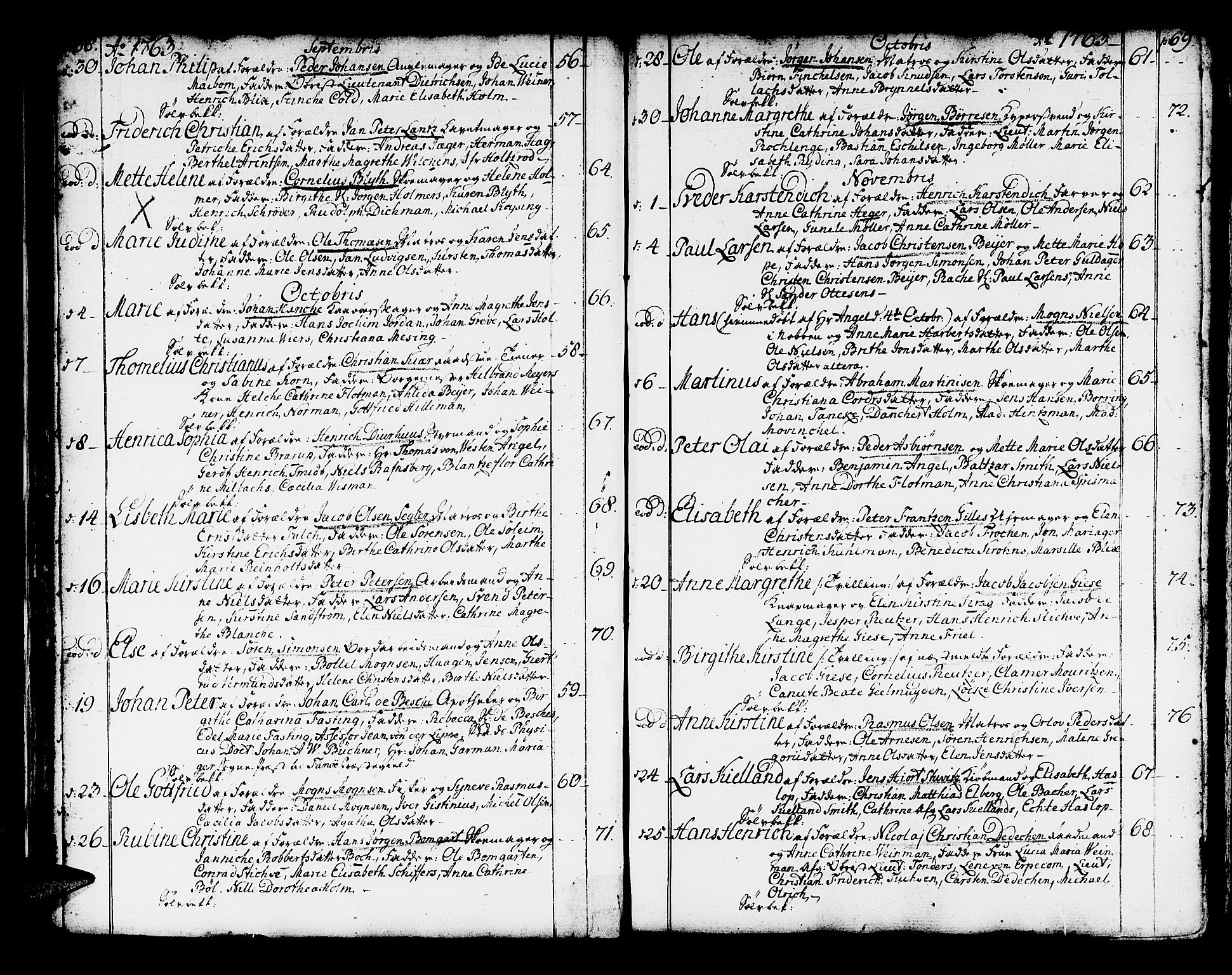 Domkirken sokneprestembete, SAB/A-74801/H/Haa/L0003: Parish register (official) no. A 3, 1758-1789, p. 68-69