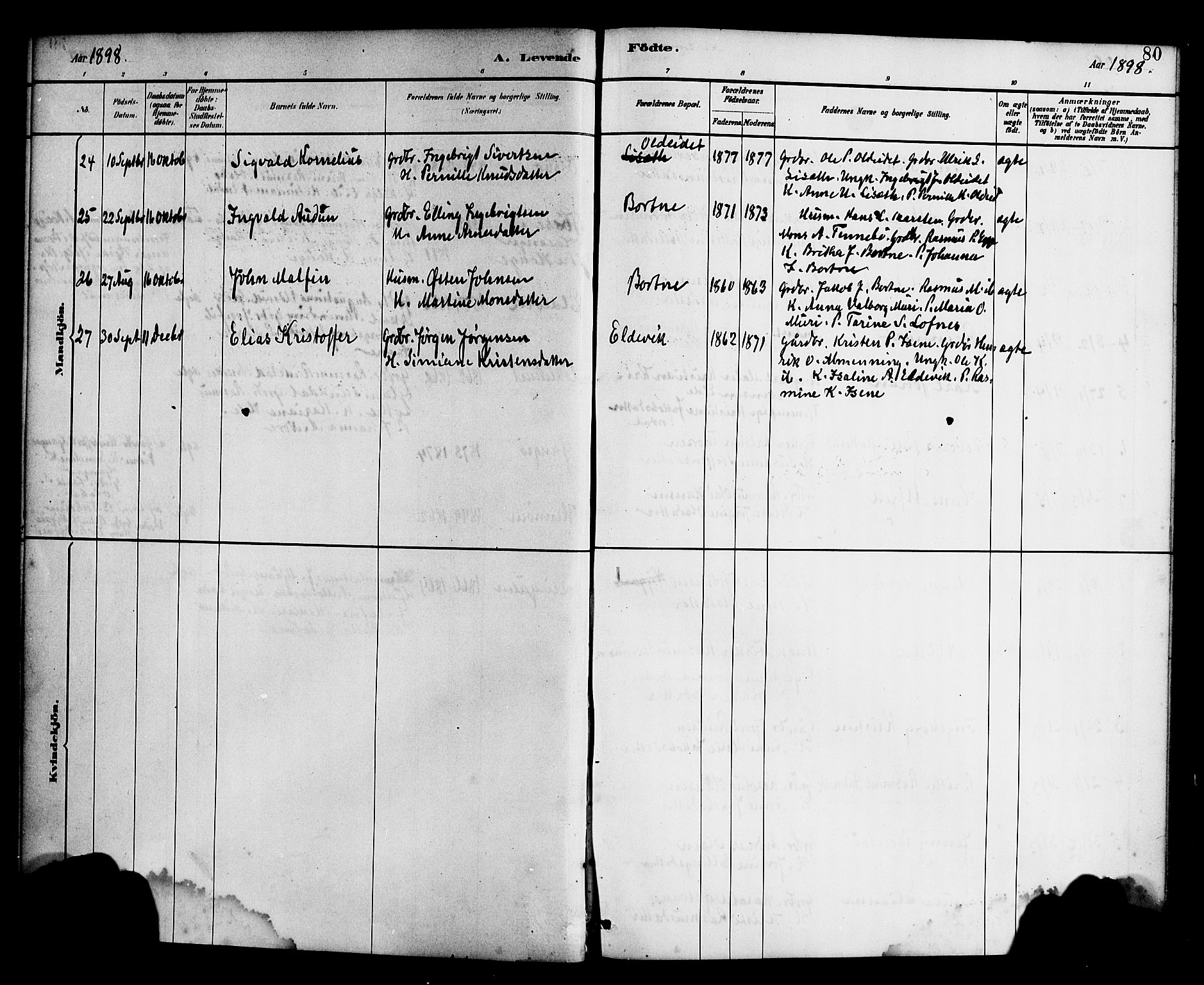 Davik sokneprestembete, SAB/A-79701/H/Haa/Haad/L0001: Parish register (official) no. D 1, 1882-1900, p. 80