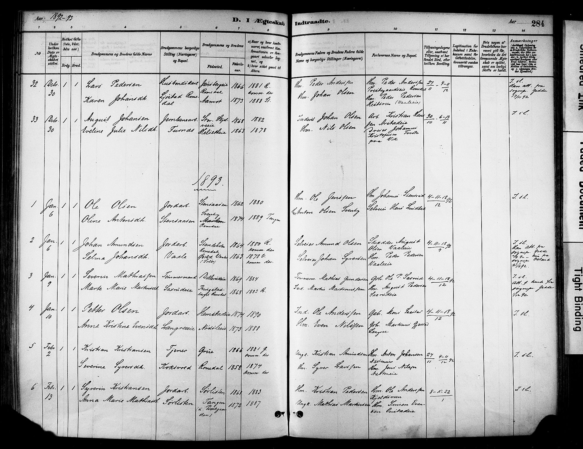 Stange prestekontor, AV/SAH-PREST-002/K/L0017: Parish register (official) no. 17, 1880-1893, p. 284