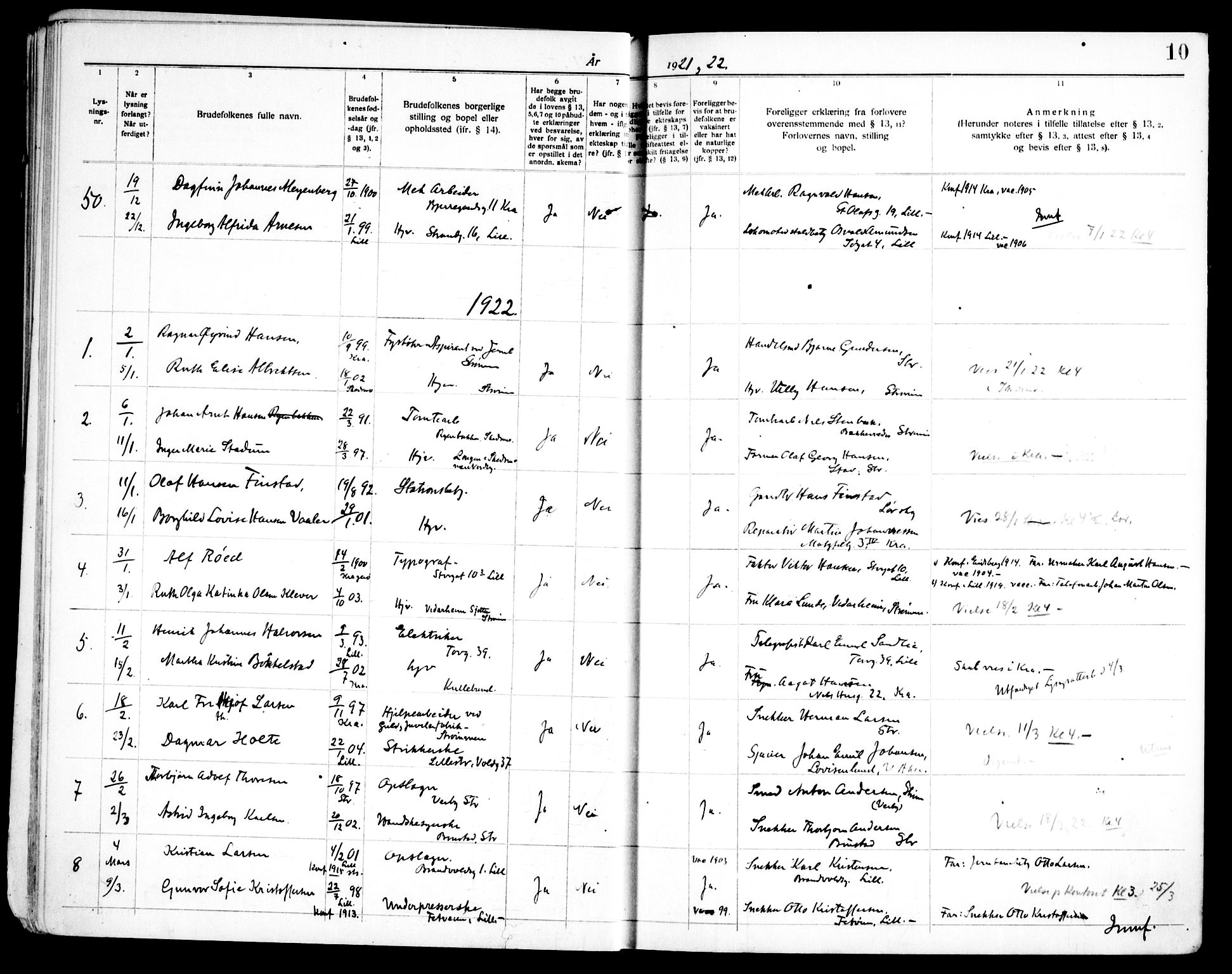 Skedsmo prestekontor Kirkebøker, SAO/A-10033a/H/Ha/L0002: Banns register no. I 2, 1919-1949, p. 10