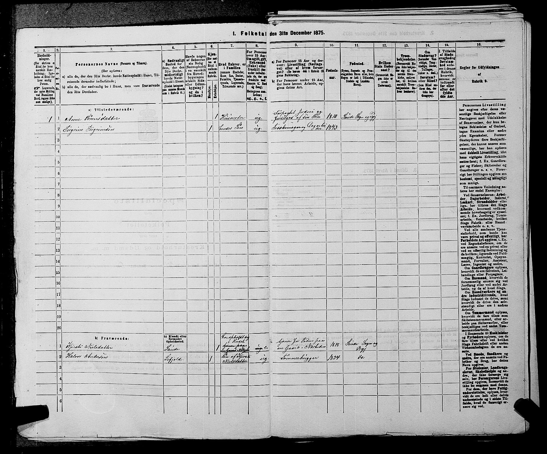 SAKO, 1875 census for 0822P Sauherad, 1875, p. 685