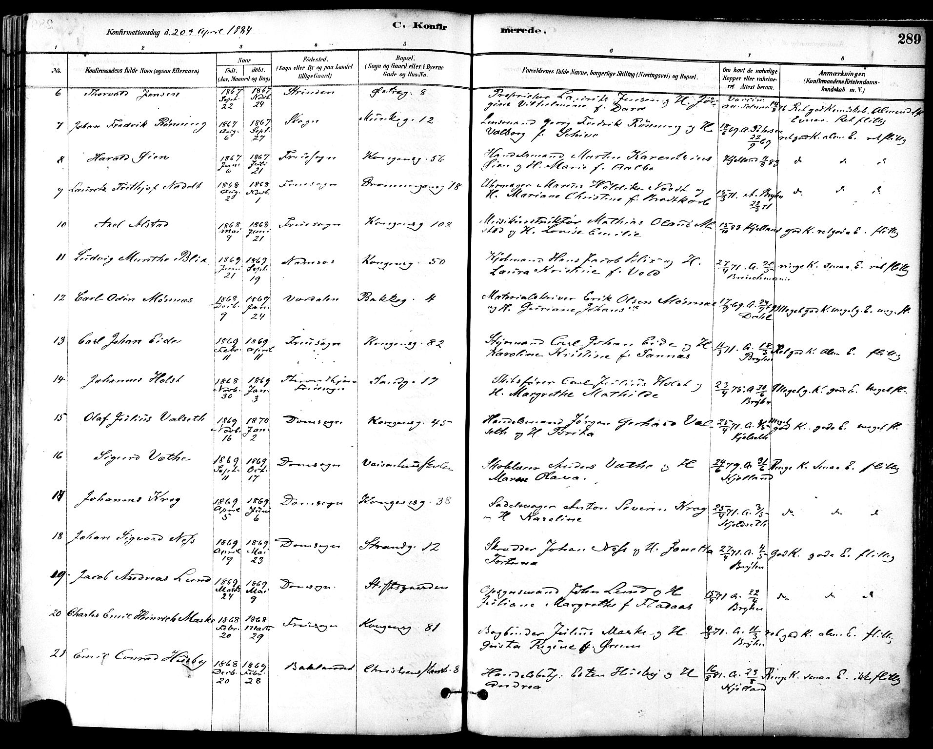 Ministerialprotokoller, klokkerbøker og fødselsregistre - Sør-Trøndelag, SAT/A-1456/601/L0057: Parish register (official) no. 601A25, 1877-1891, p. 289