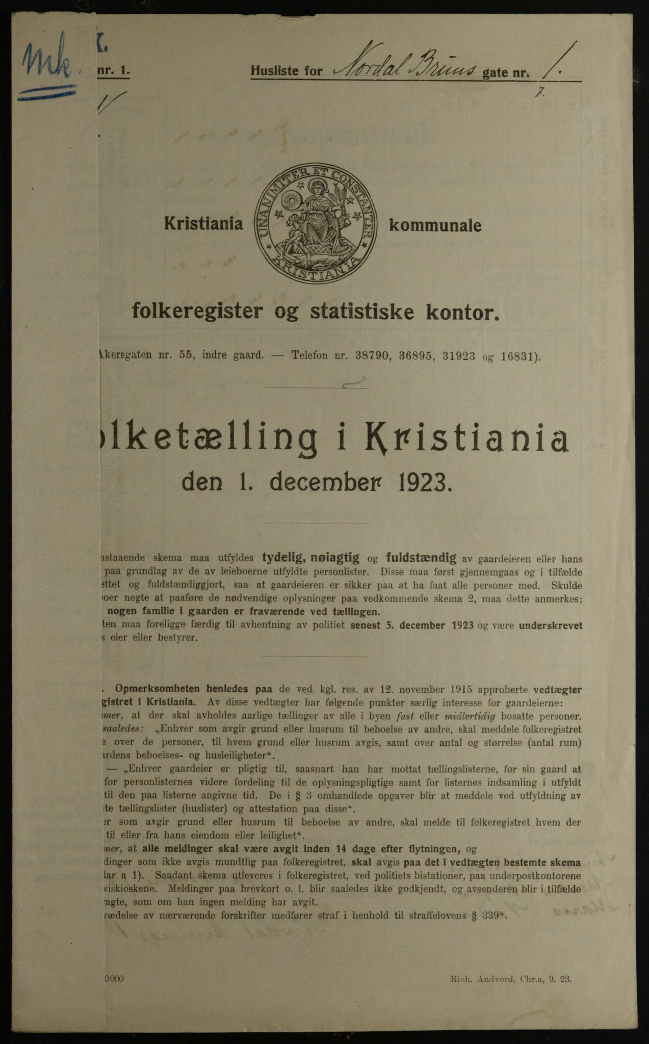 OBA, Municipal Census 1923 for Kristiania, 1923, p. 79357