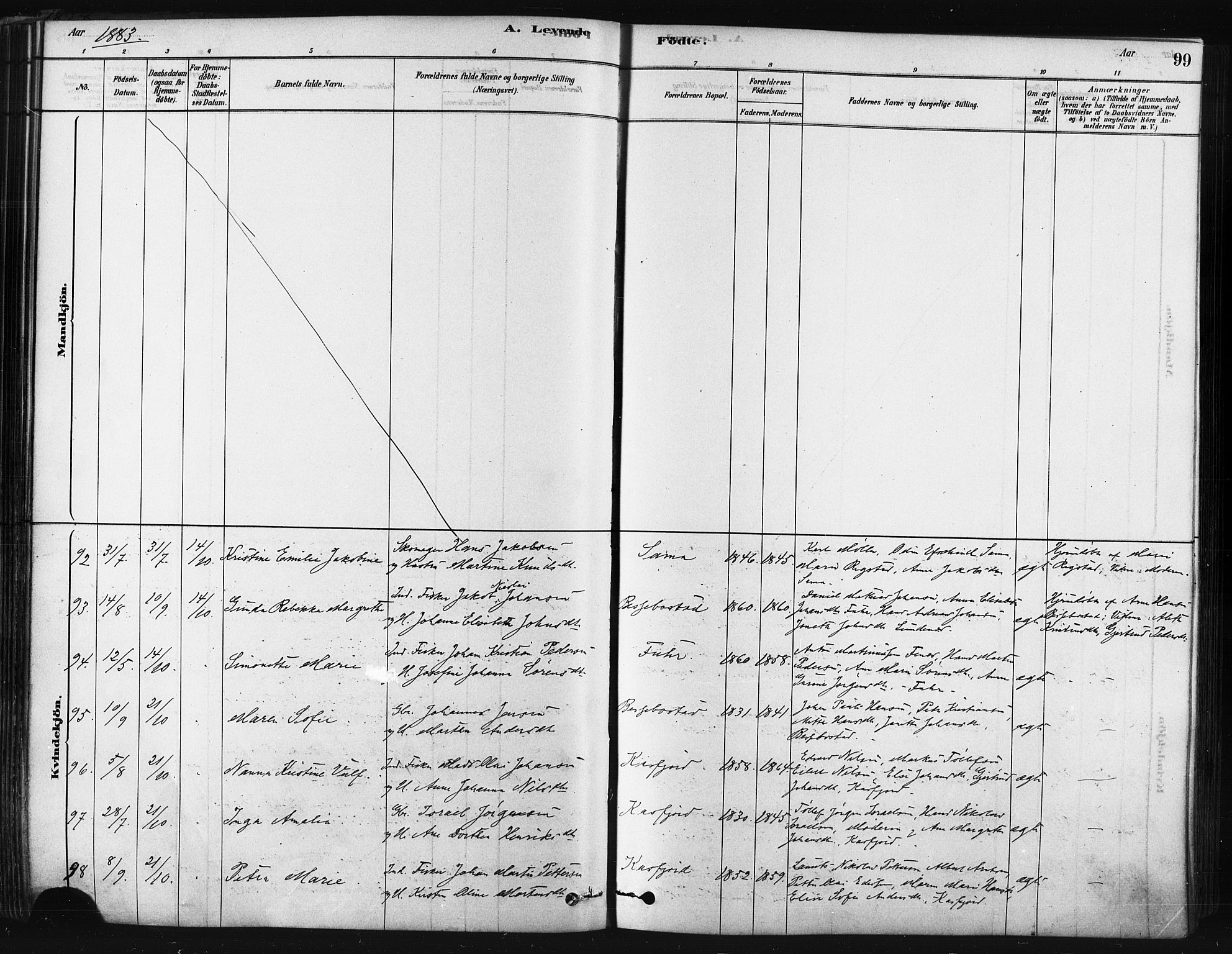 Trondenes sokneprestkontor, SATØ/S-1319/H/Ha/L0014kirke: Parish register (official) no. 14, 1878-1889, p. 99