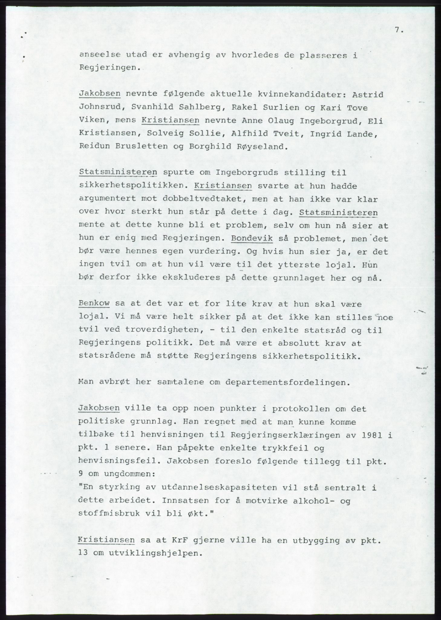 Forhandlingsmøtene 1983 mellom Høyre, KrF og Senterpartiet om dannelse av regjering, AV/RA-PA-0696/A/L0001: Forhandlingsprotokoll, 1983, p. 36