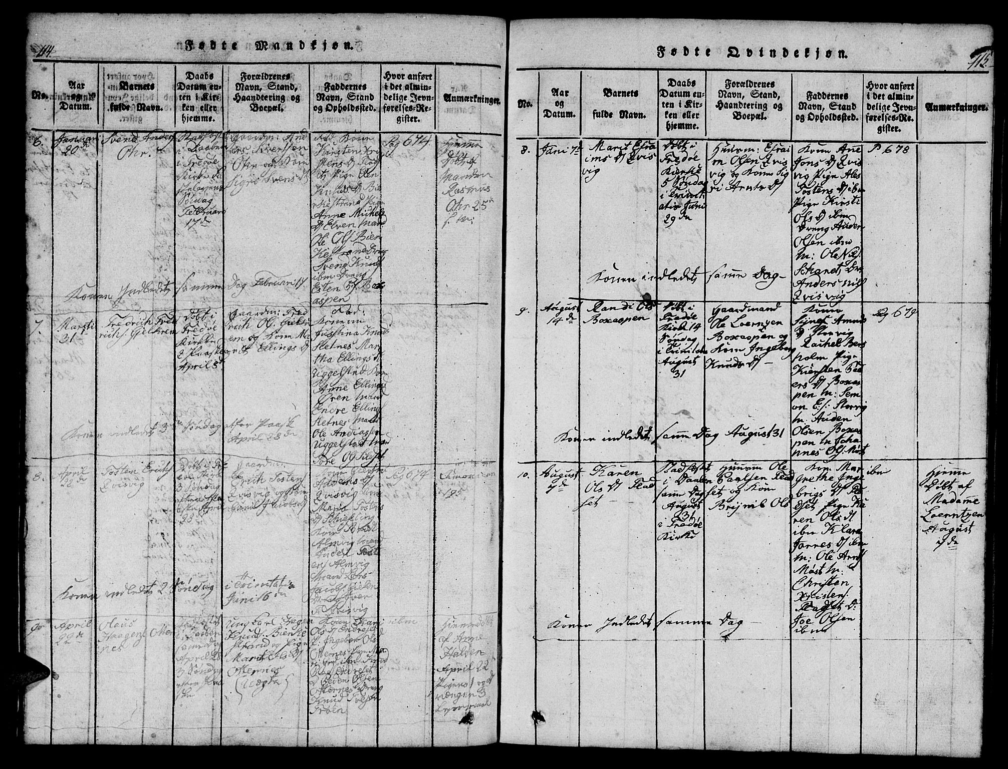 Ministerialprotokoller, klokkerbøker og fødselsregistre - Møre og Romsdal, AV/SAT-A-1454/573/L0873: Parish register (copy) no. 573C01, 1819-1834, p. 114-115