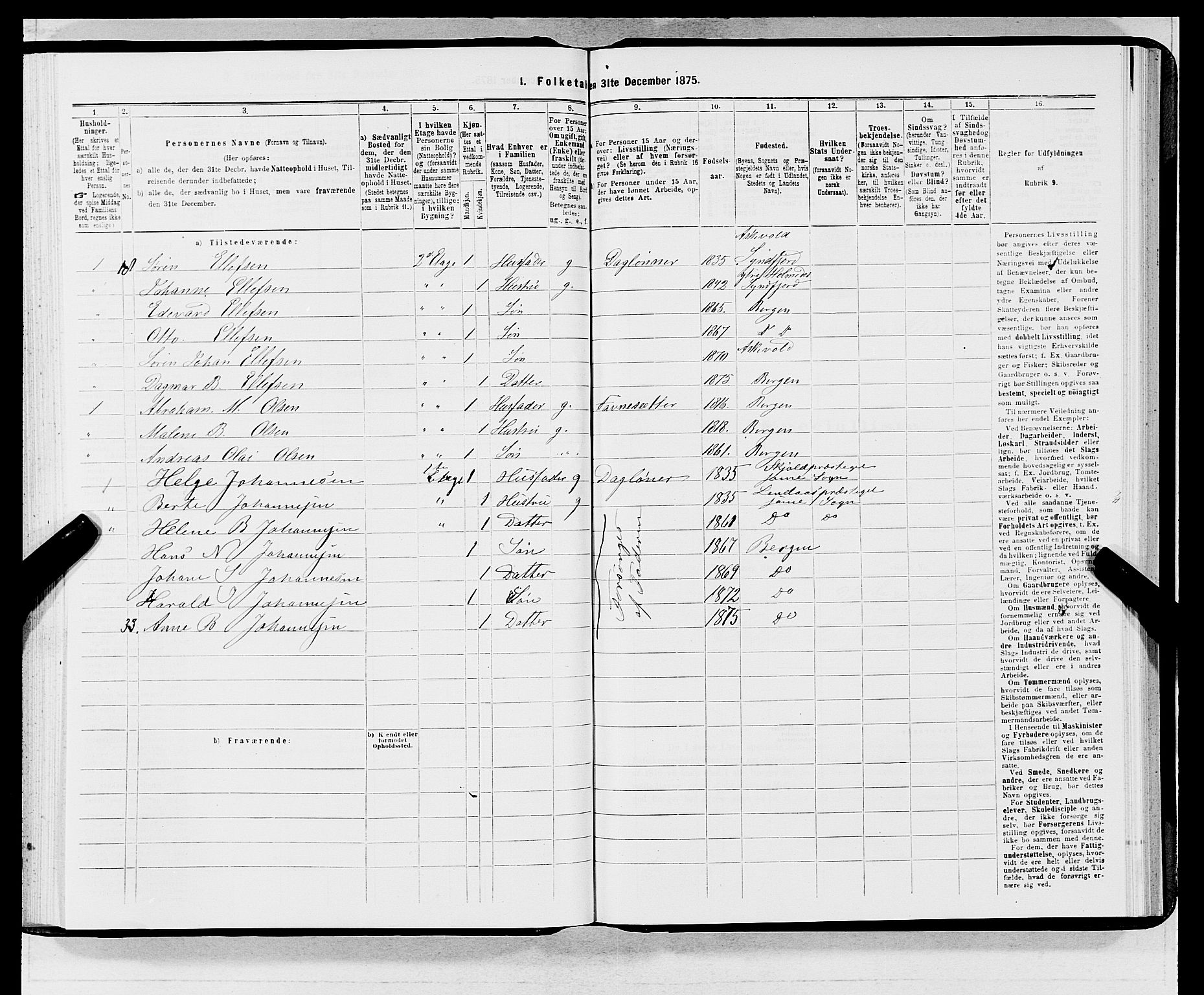 SAB, 1875 census for 1301 Bergen, 1875, p. 5571