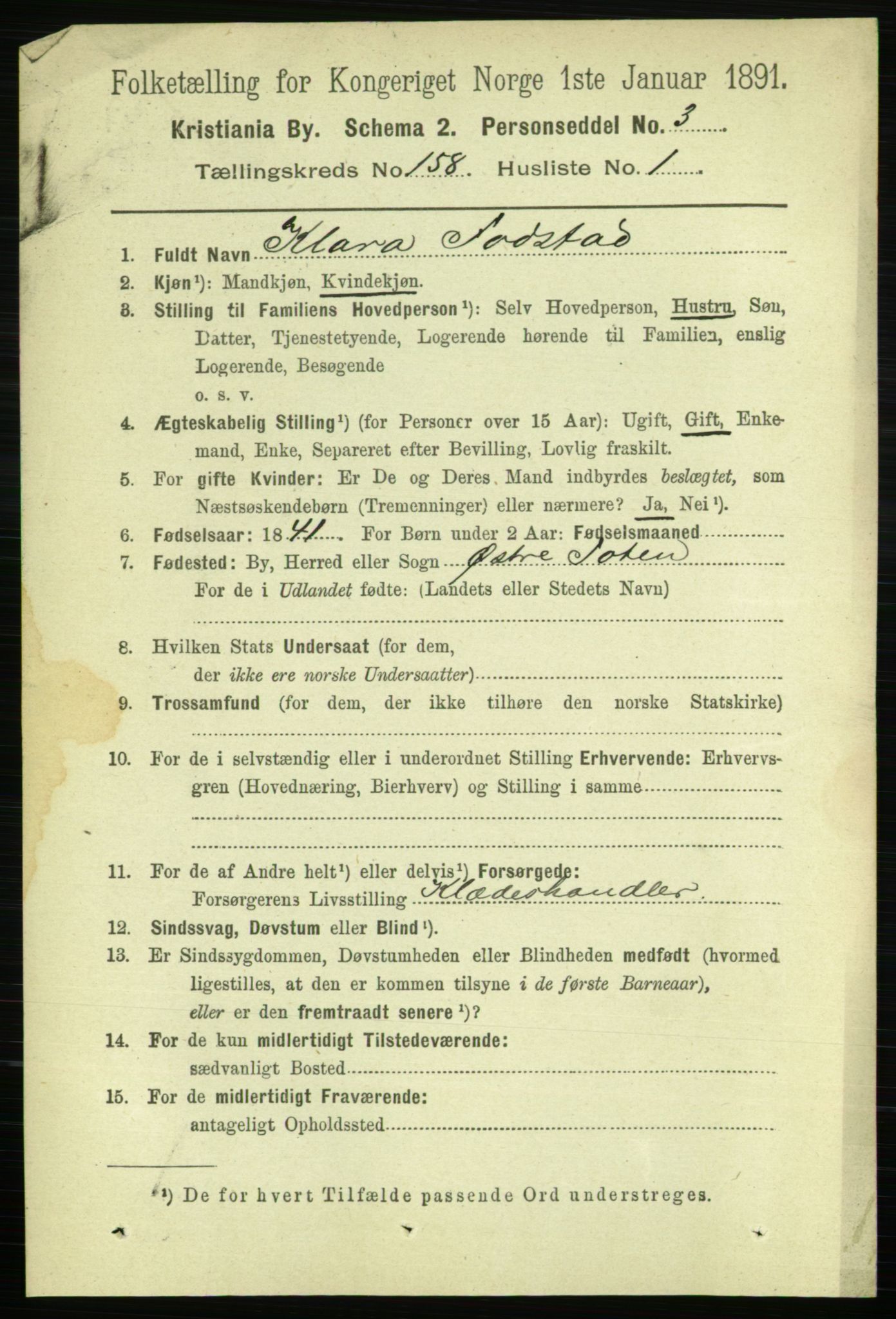 RA, 1891 census for 0301 Kristiania, 1891, p. 89654