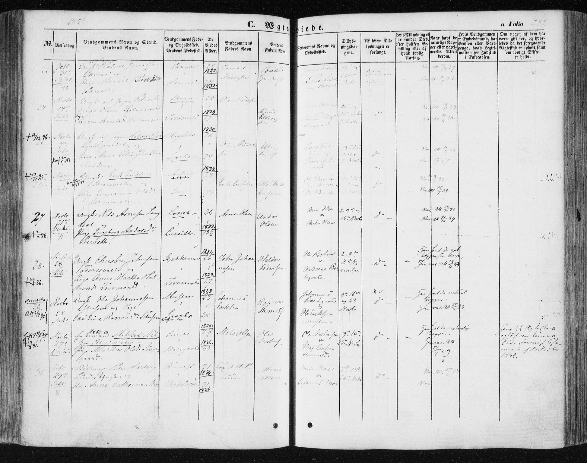 Ministerialprotokoller, klokkerbøker og fødselsregistre - Nord-Trøndelag, SAT/A-1458/723/L0240: Parish register (official) no. 723A09, 1852-1860, p. 232