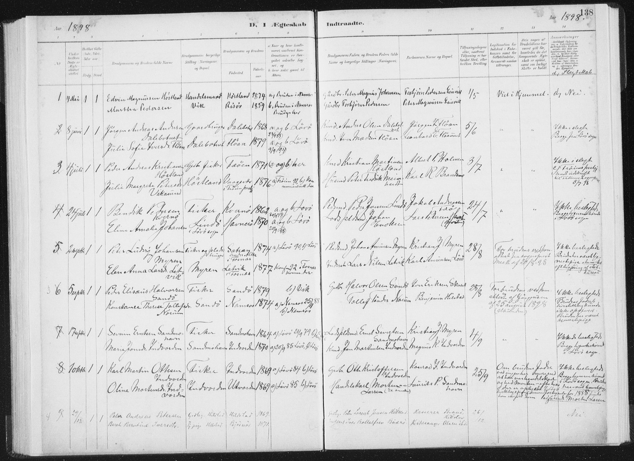 Ministerialprotokoller, klokkerbøker og fødselsregistre - Nord-Trøndelag, SAT/A-1458/771/L0597: Parish register (official) no. 771A04, 1885-1910, p. 138