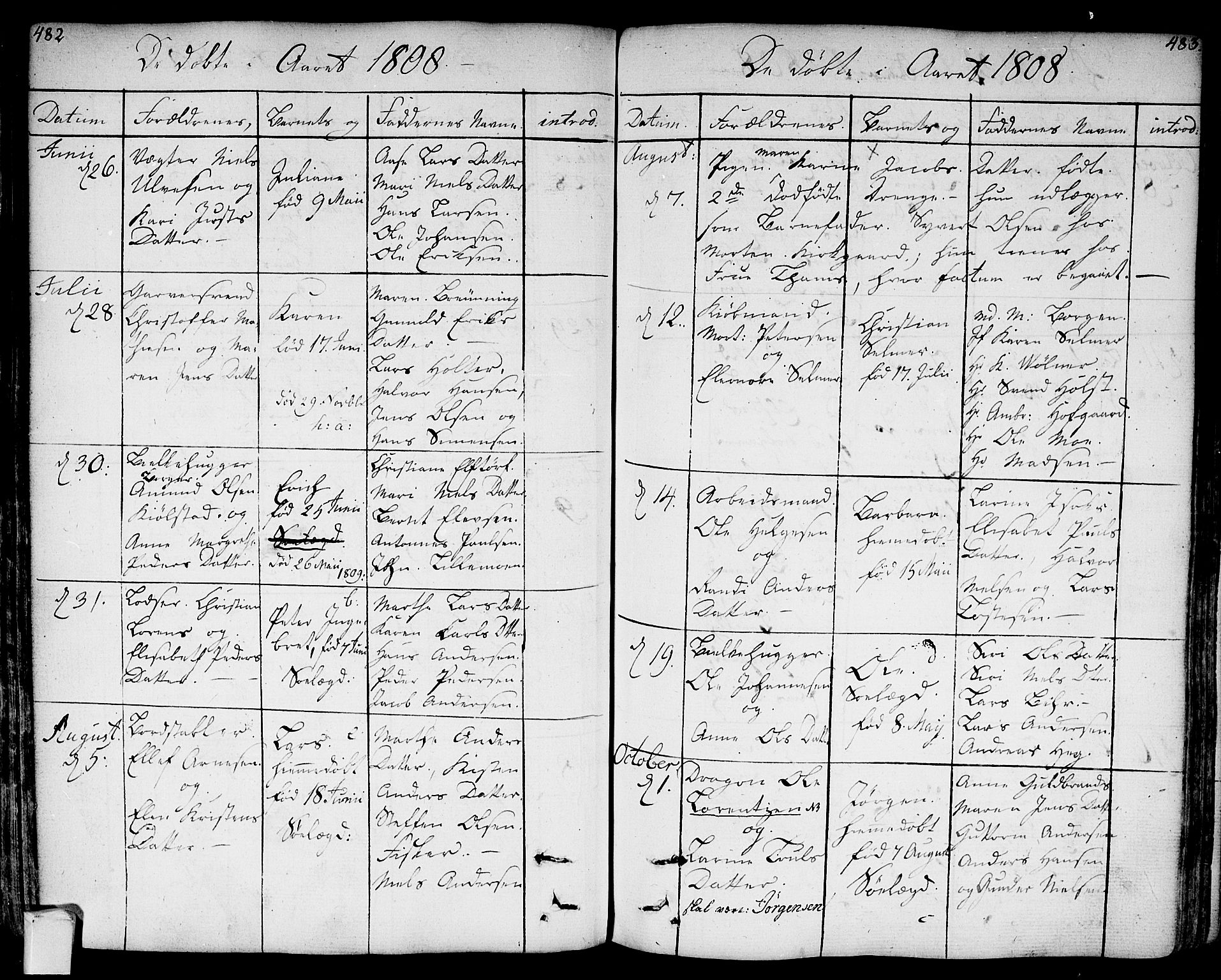 Bragernes kirkebøker, SAKO/A-6/F/Fa/L0006a: Parish register (official) no. I 6, 1782-1814, p. 482-483