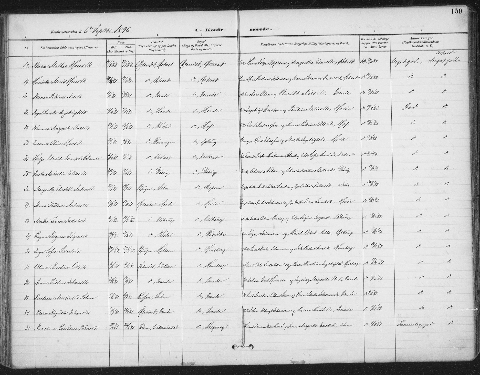Ministerialprotokoller, klokkerbøker og fødselsregistre - Sør-Trøndelag, SAT/A-1456/659/L0743: Parish register (official) no. 659A13, 1893-1910, p. 159
