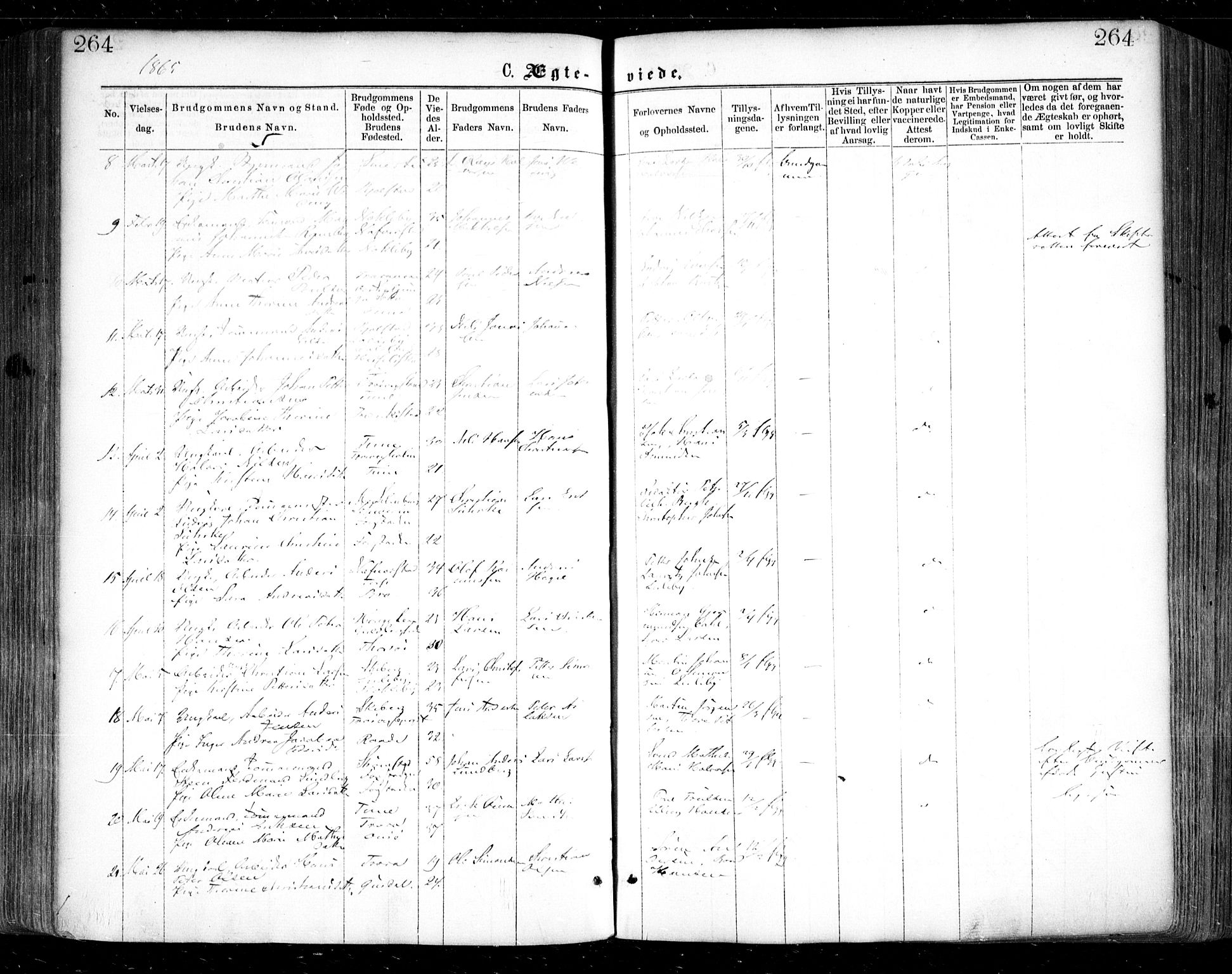 Glemmen prestekontor Kirkebøker, AV/SAO-A-10908/F/Fa/L0008: Parish register (official) no. 8, 1862-1871, p. 264