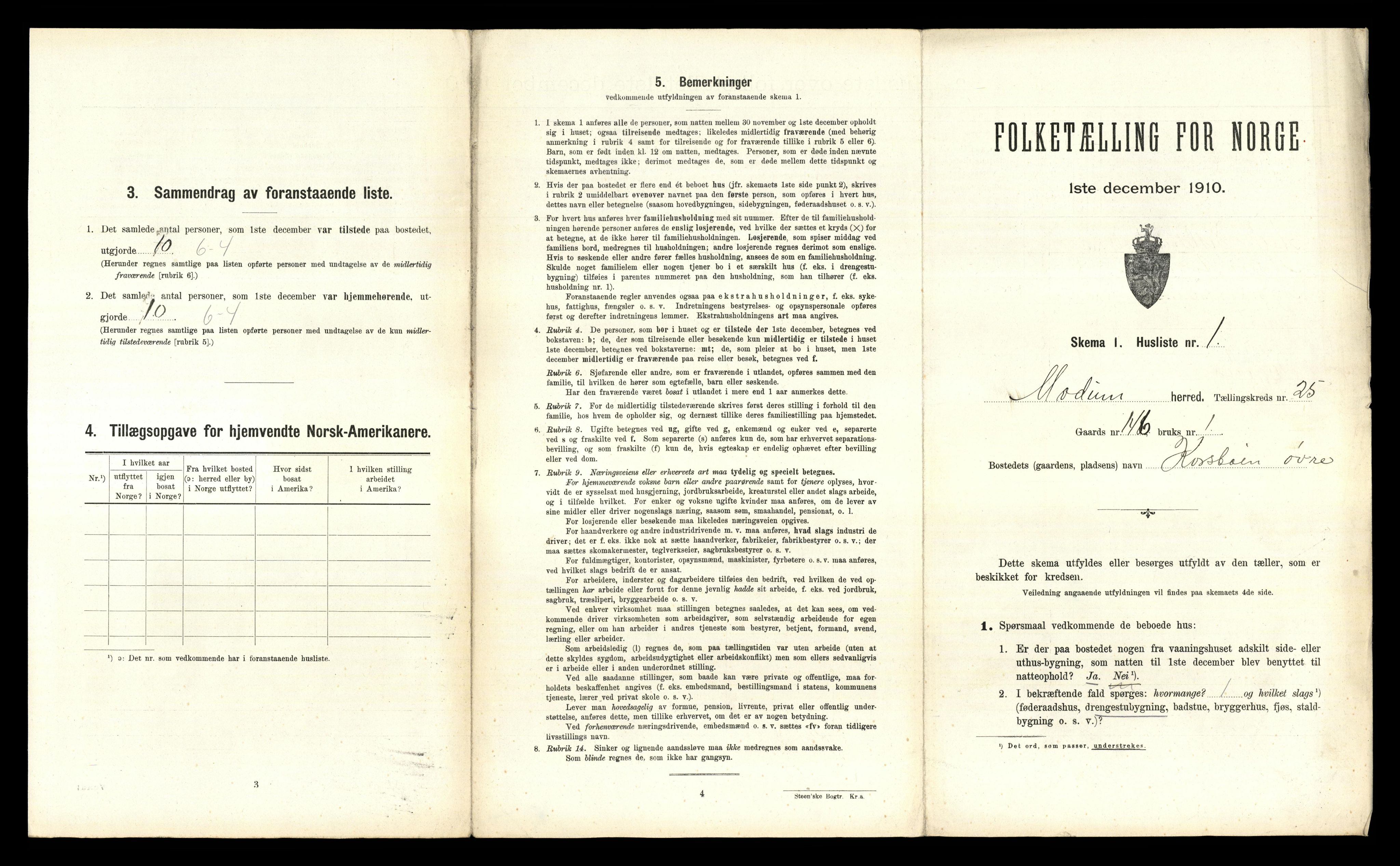 RA, 1910 census for Modum, 1910, p. 3630