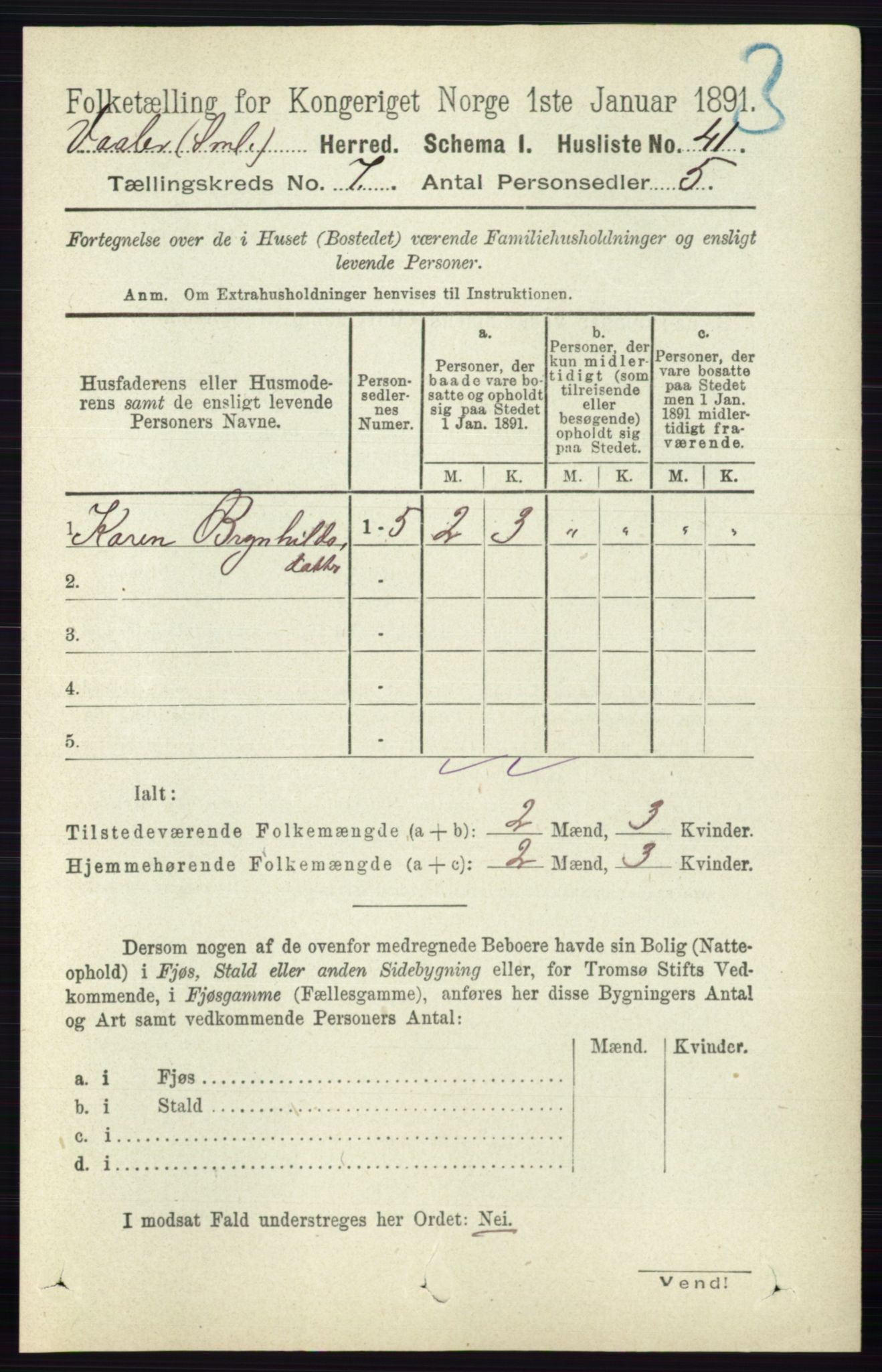 RA, 1891 census for 0137 Våler, 1891, p. 2839