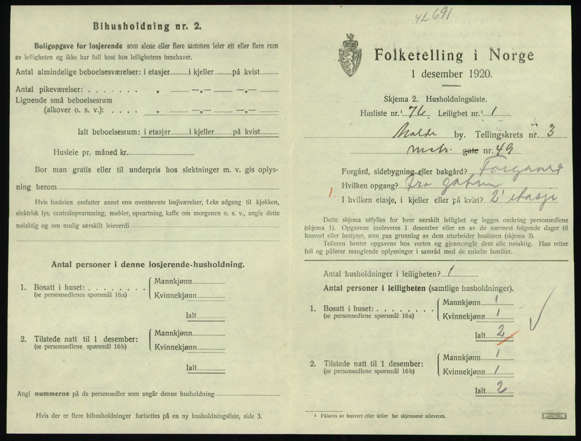 SAT, 1920 census for Molde, 1920, p. 1305