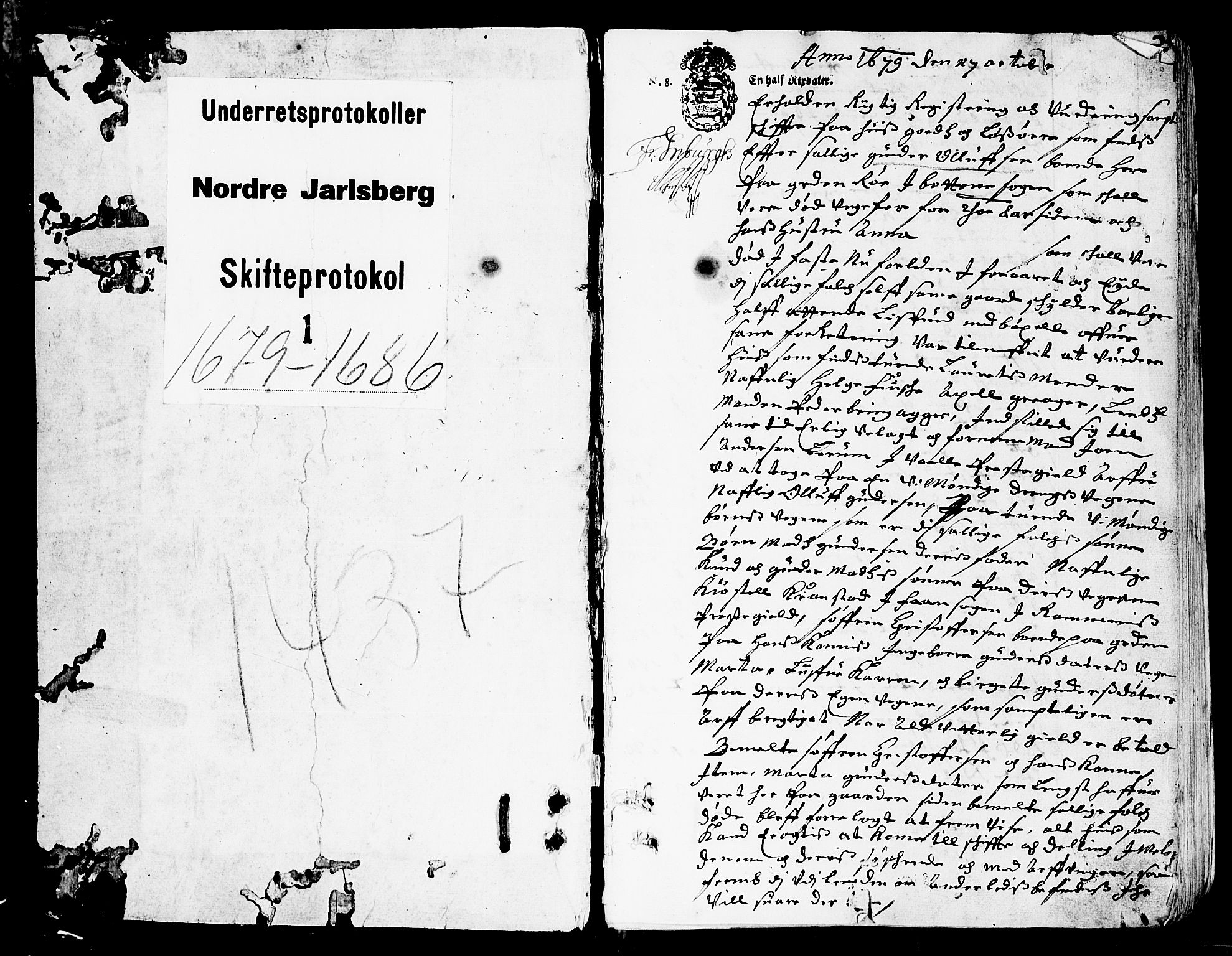 Nordre Jarlsberg sorenskriveri, AV/SAKO-A-80/H/Hc/L0001: Skifteprotokoll, 1679-1687, p. 0b-1a