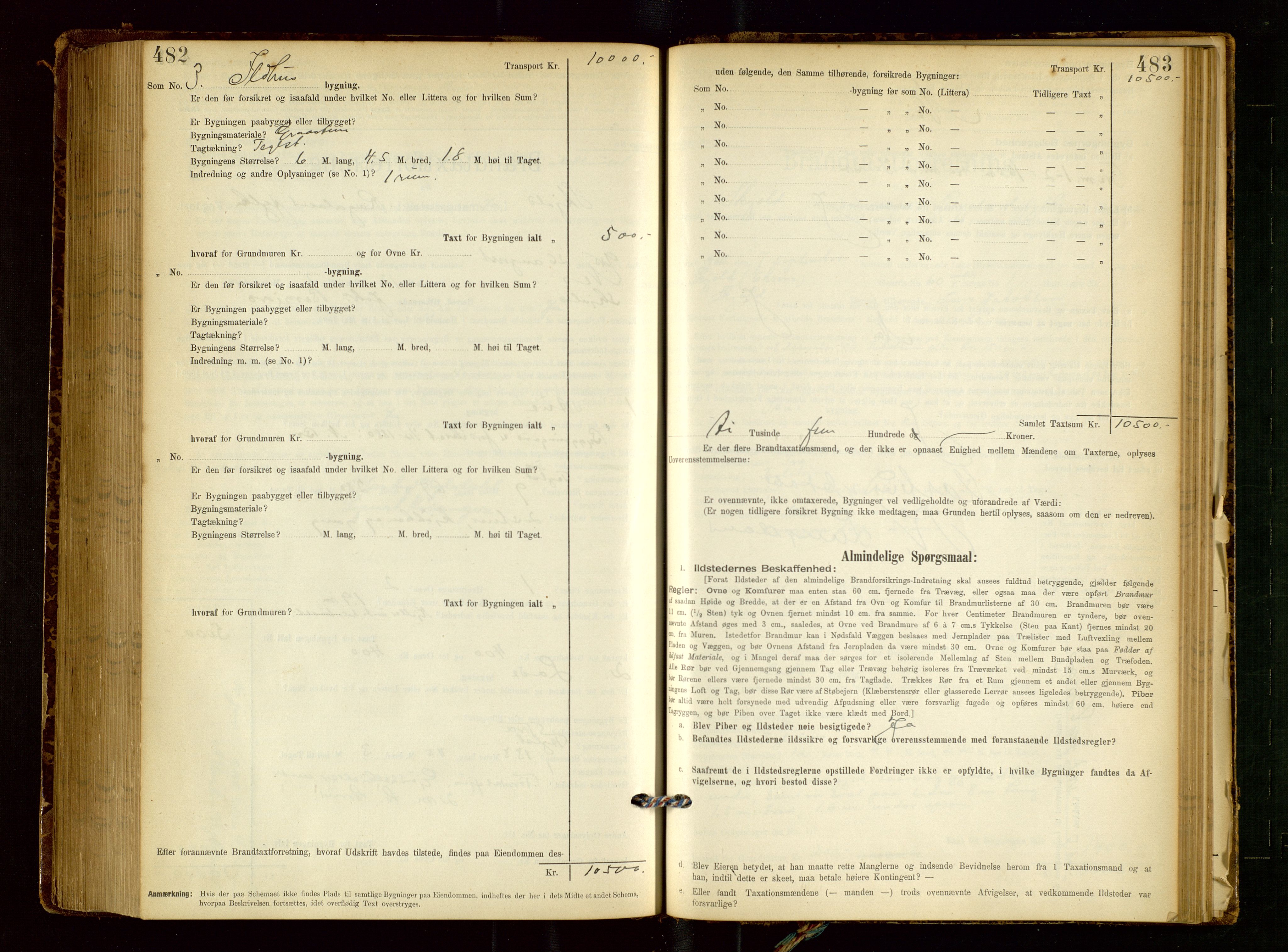 Skjold lensmannskontor, AV/SAST-A-100182/Gob/L0001: "Brandtaxationsprotokol for Skjold Lensmandsdistrikt Ryfylke Fogderi", 1894-1939, p. 482-483