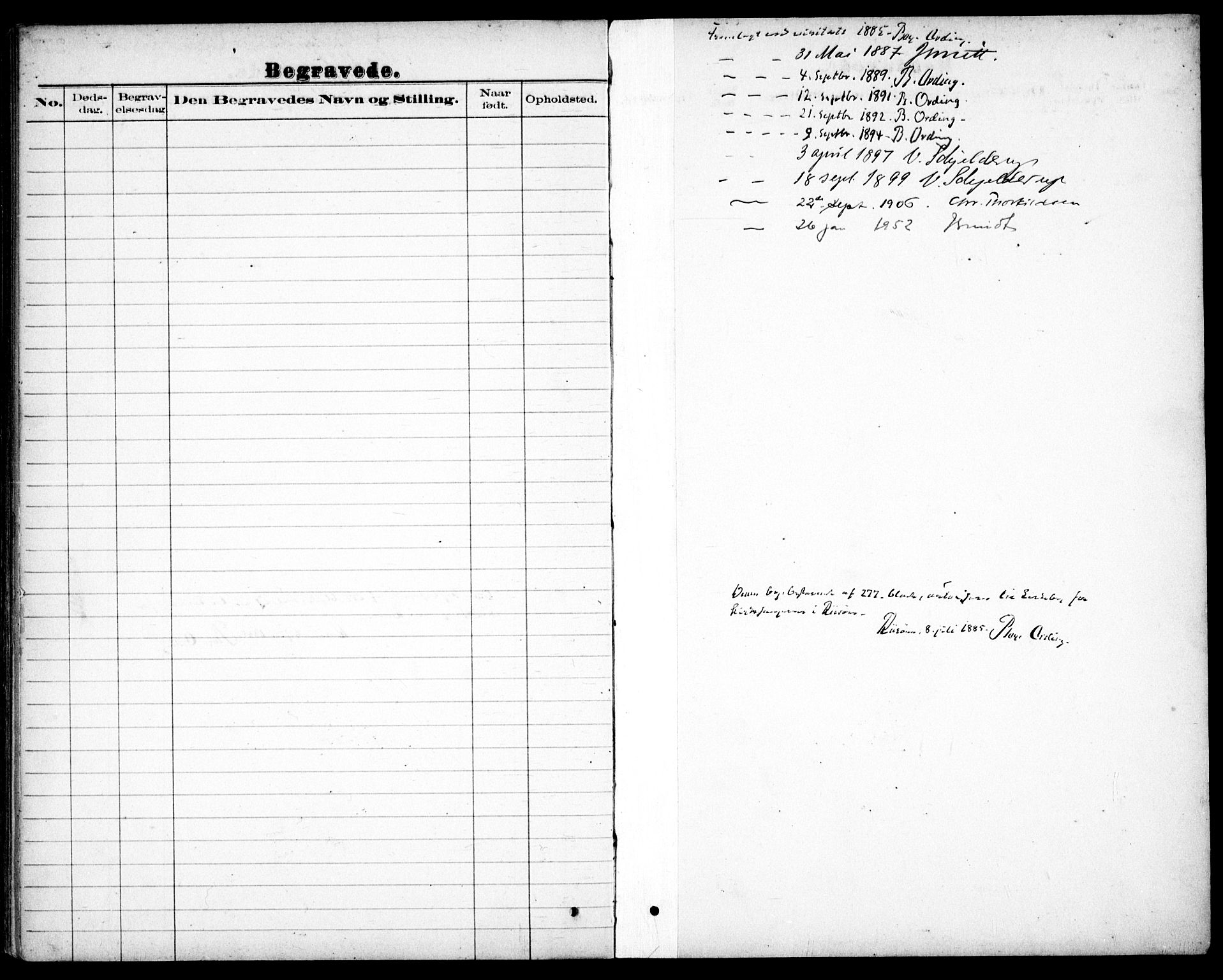 Risør sokneprestkontor, SAK/1111-0035/F/Fb/L0007: Parish register (copy) no. B 7, 1885-1908