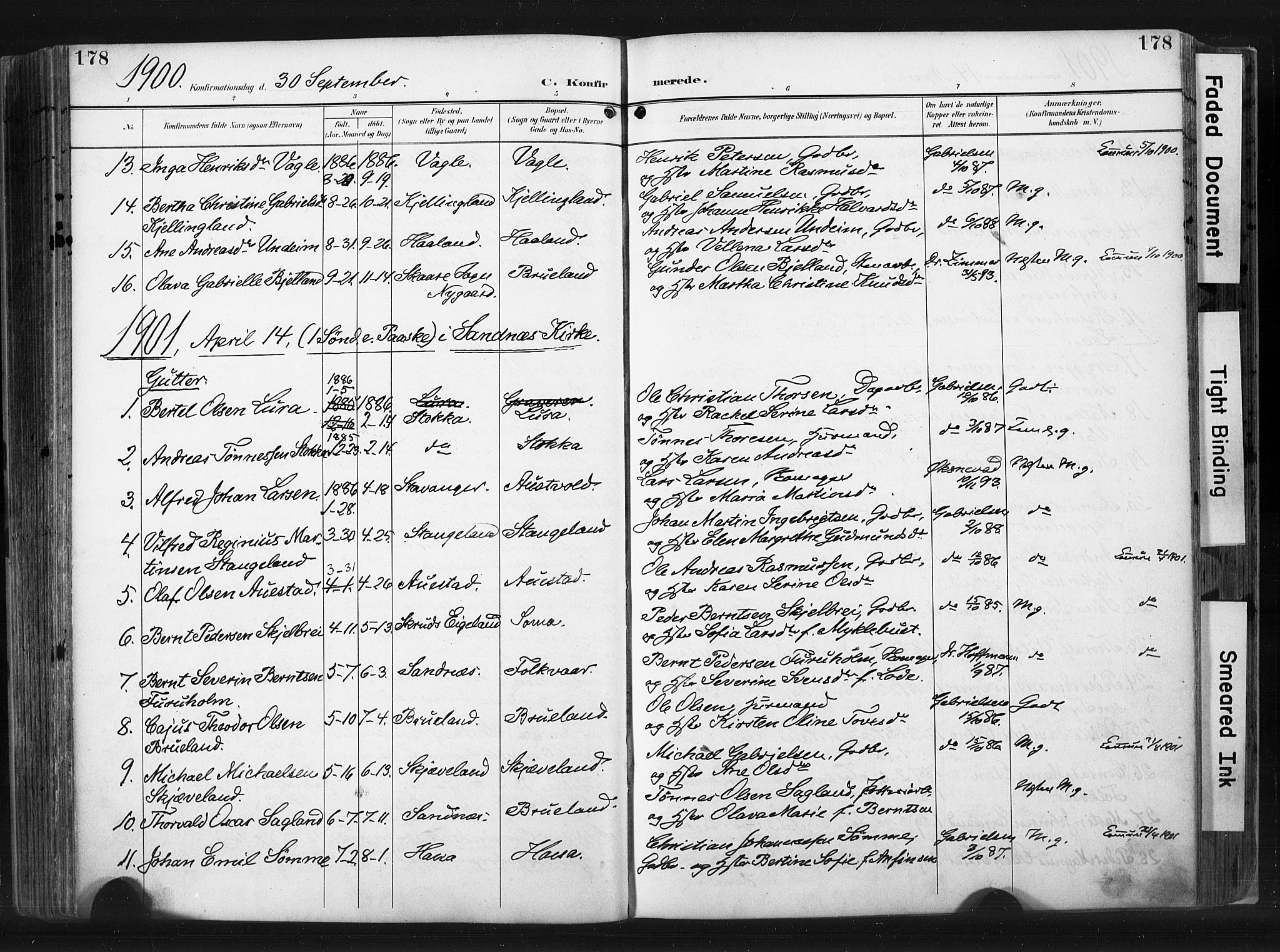 Høyland sokneprestkontor, SAST/A-101799/001/30BA/L0015: Parish register (official) no. A 14, 1899-1911, p. 178