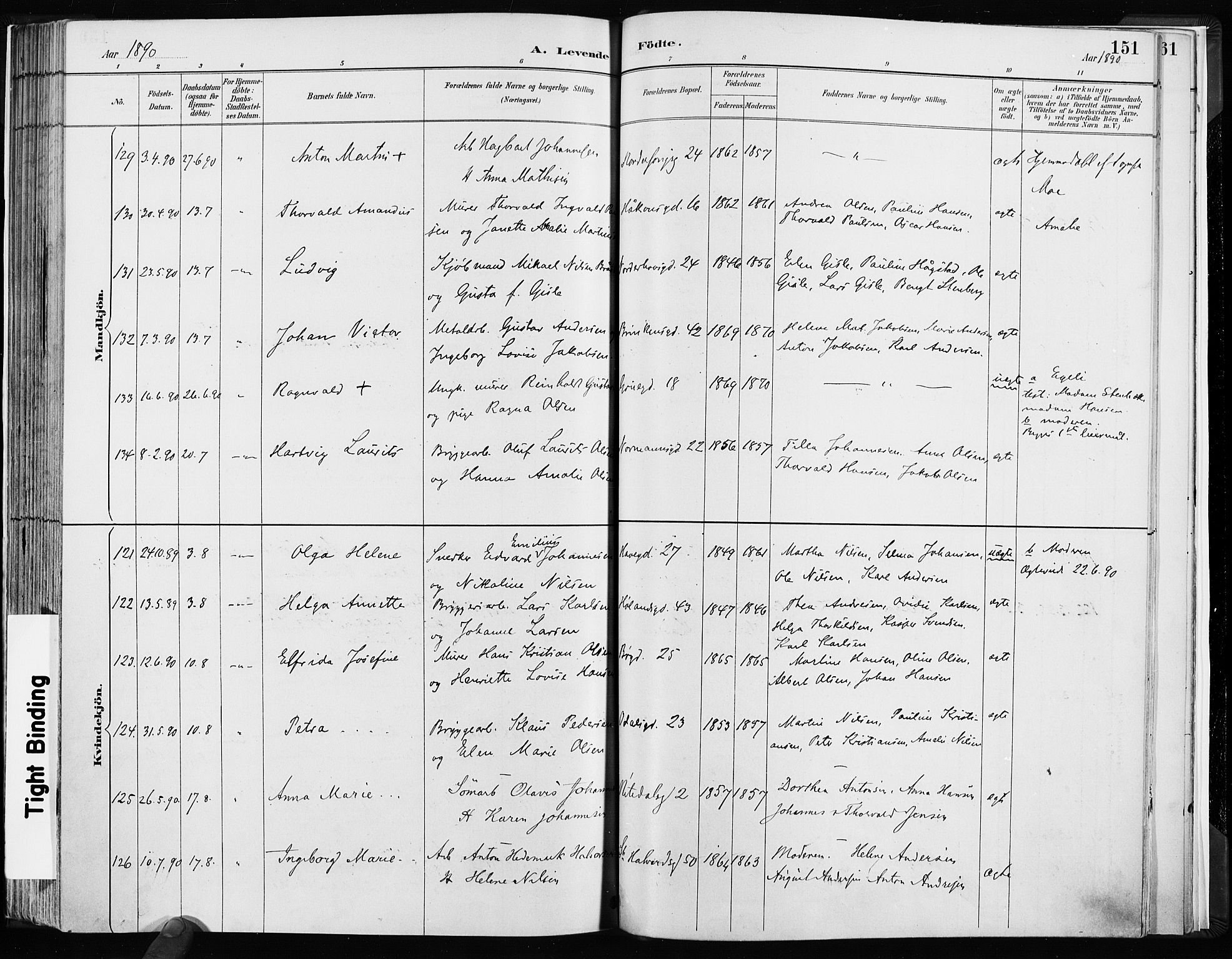 Kampen prestekontor Kirkebøker, AV/SAO-A-10853/F/Fa/L0003: Parish register (official) no. I 3, 1886-1892, p. 151