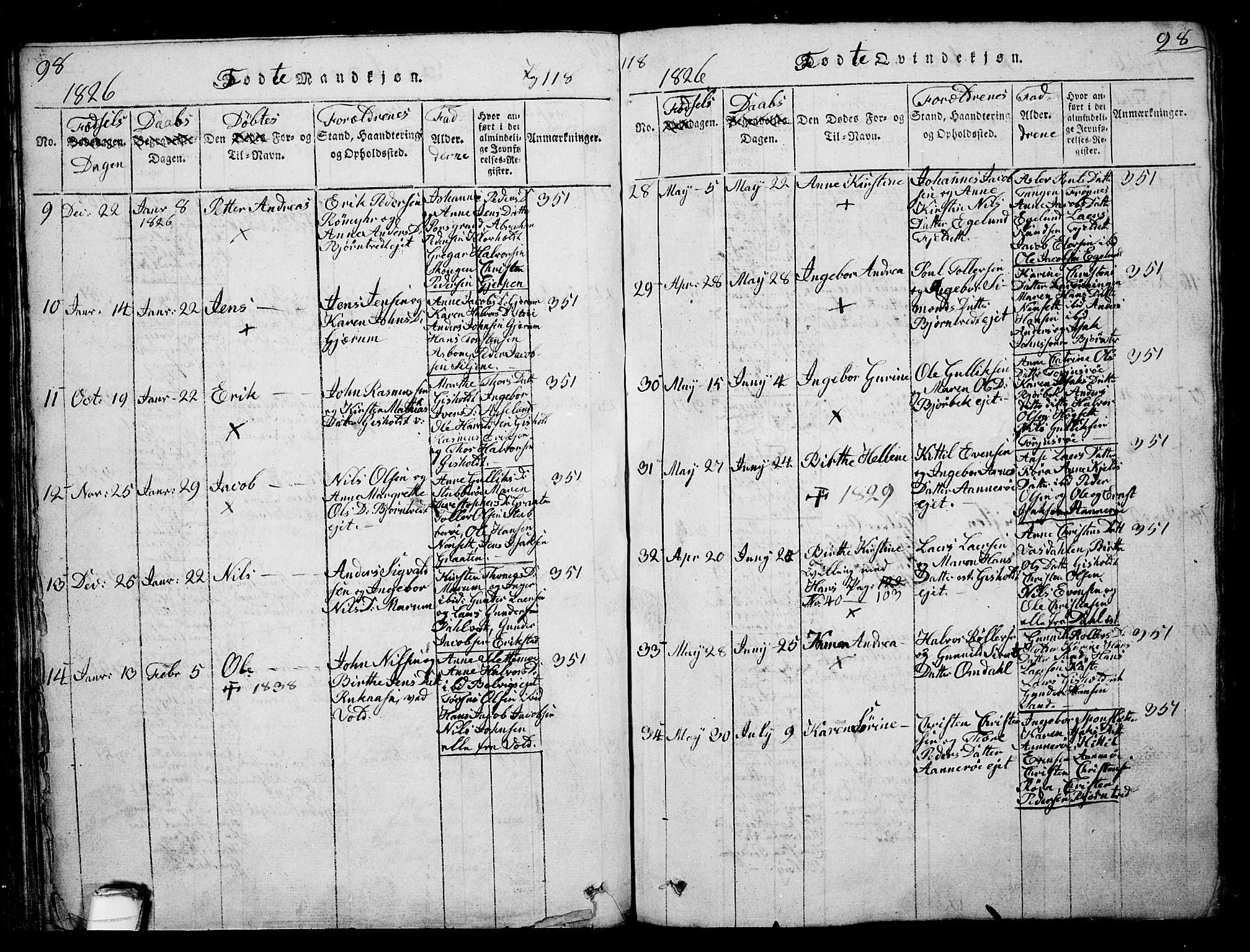 Solum kirkebøker, AV/SAKO-A-306/G/Ga/L0001: Parish register (copy) no. I 1, 1814-1833, p. 98