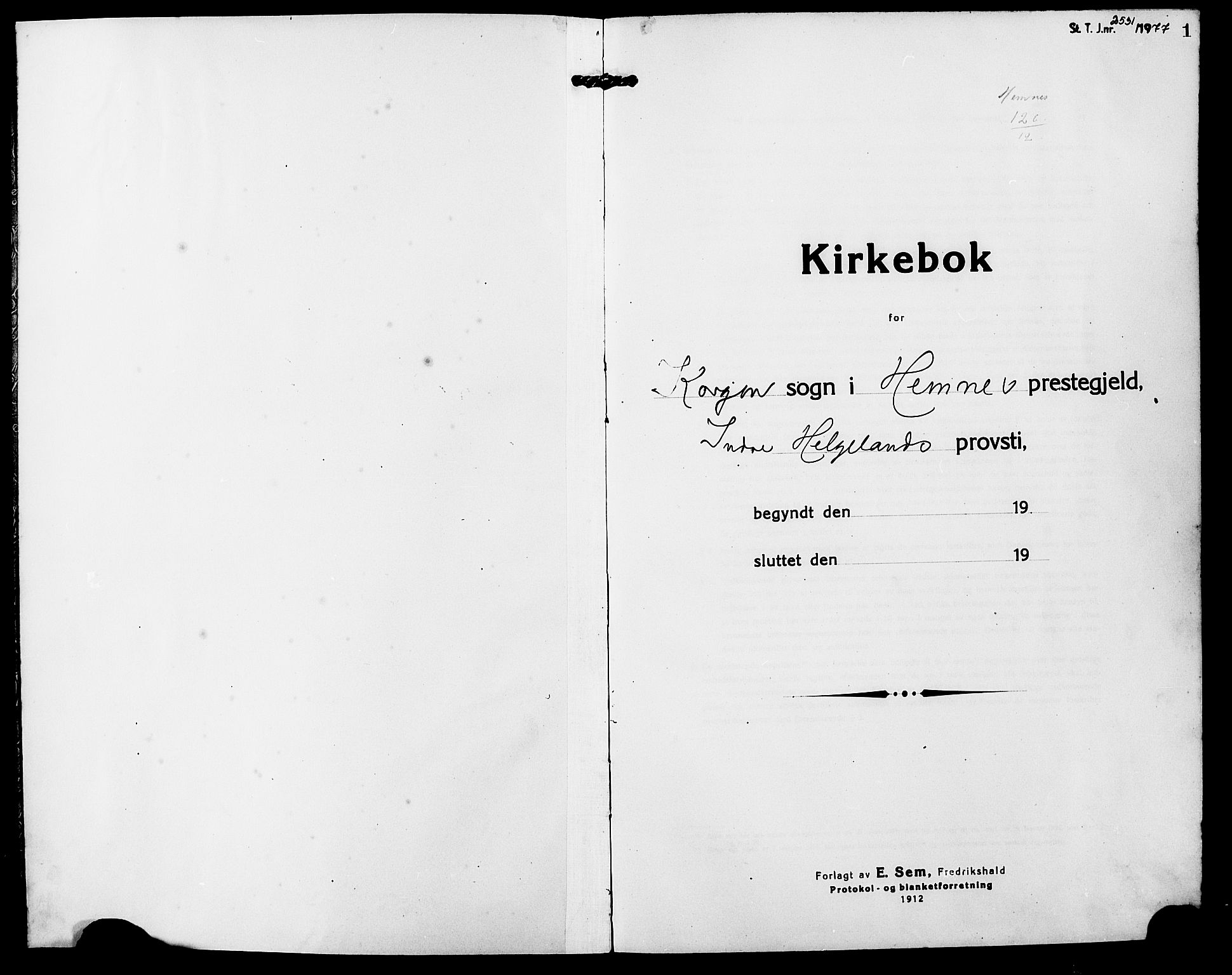 Ministerialprotokoller, klokkerbøker og fødselsregistre - Nordland, SAT/A-1459/826/L0384: Parish register (copy) no. 826C04, 1914-1917, p. 1