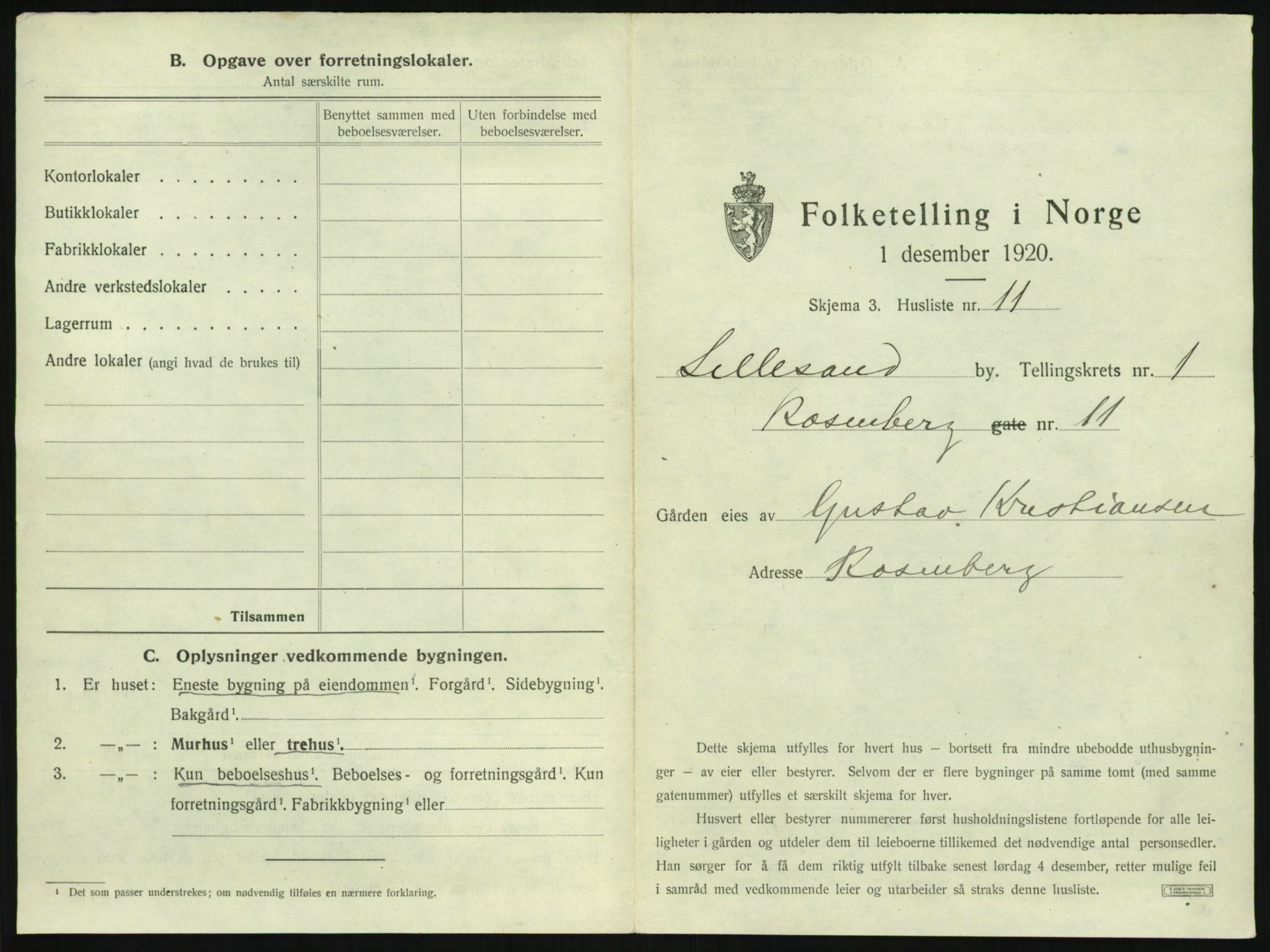 SAK, 1920 census for Lillesand, 1920, p. 41