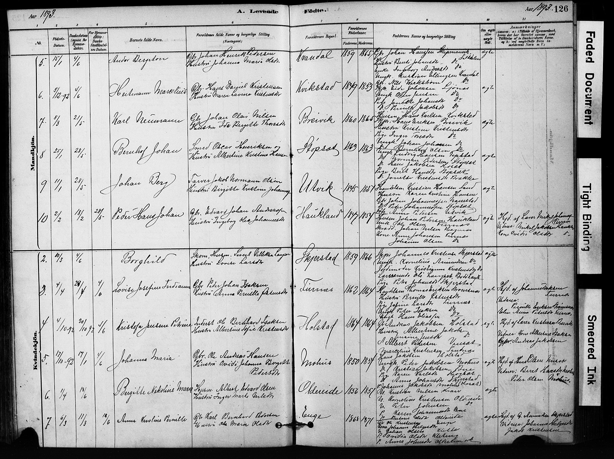 Ministerialprotokoller, klokkerbøker og fødselsregistre - Nordland, SAT/A-1459/852/L0754: Parish register (copy) no. 852C05, 1878-1894, p. 126