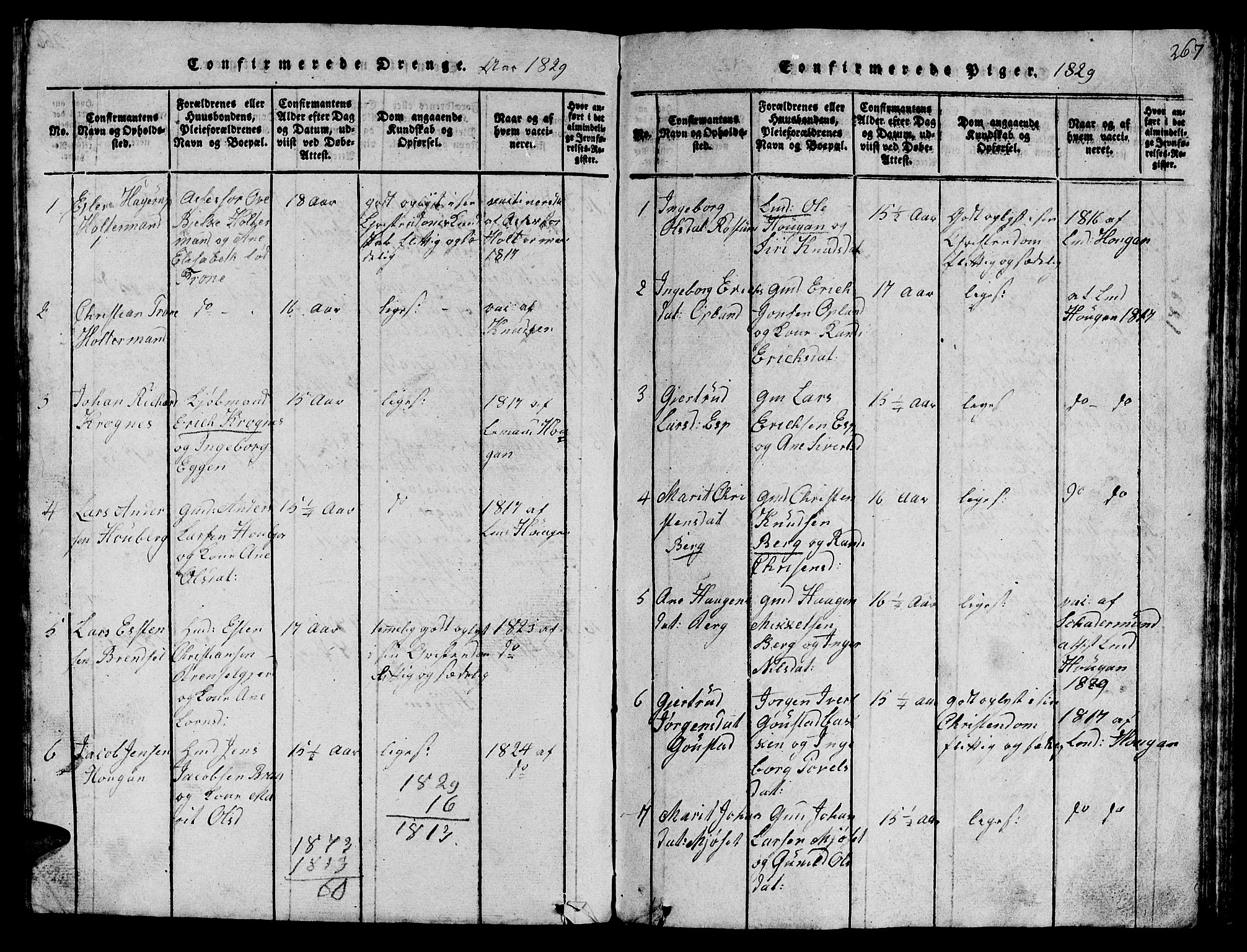 Ministerialprotokoller, klokkerbøker og fødselsregistre - Sør-Trøndelag, SAT/A-1456/612/L0385: Parish register (copy) no. 612C01, 1816-1845, p. 267