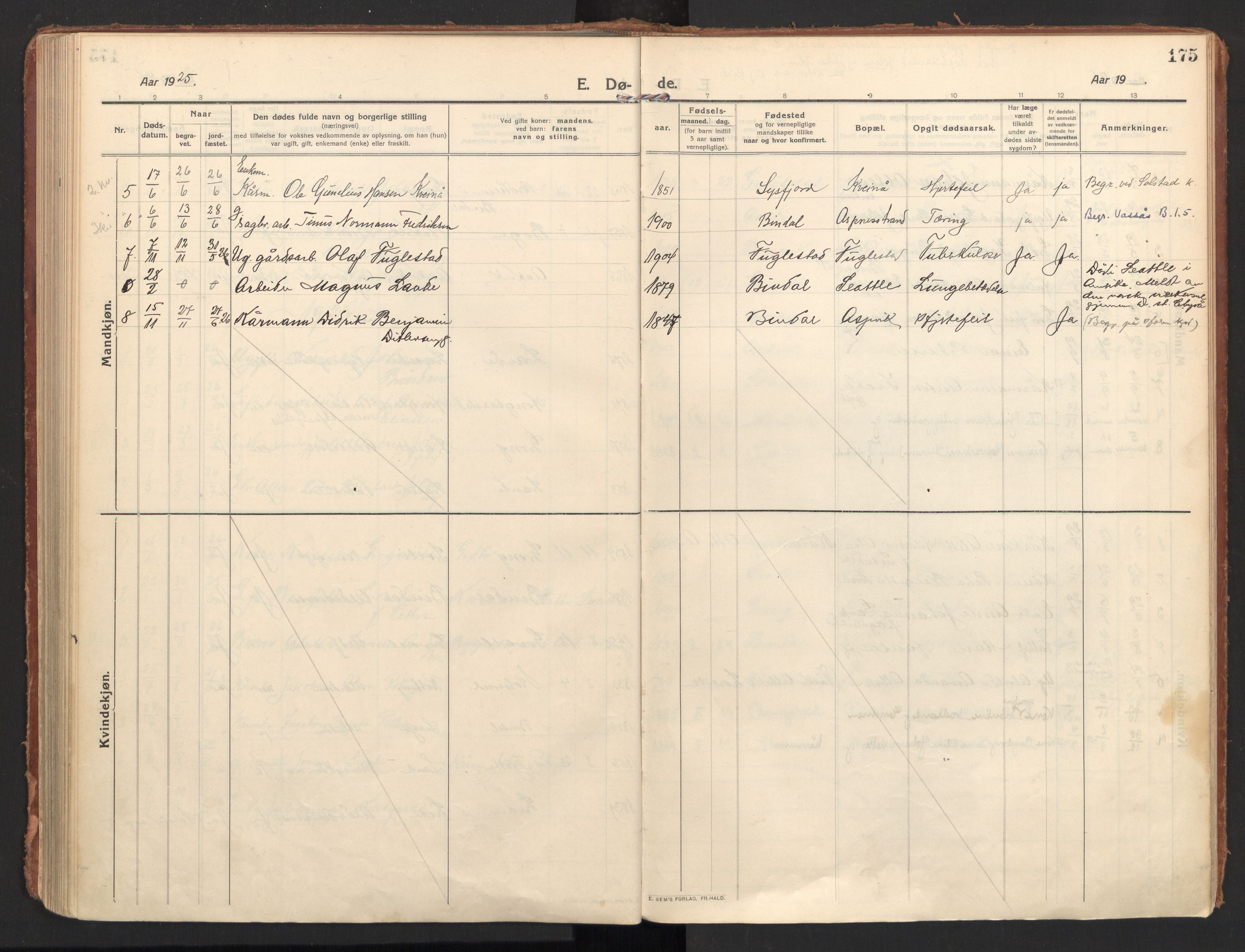 Ministerialprotokoller, klokkerbøker og fødselsregistre - Nordland, AV/SAT-A-1459/810/L0156: Parish register (official) no. 810A15, 1915-1930, p. 175