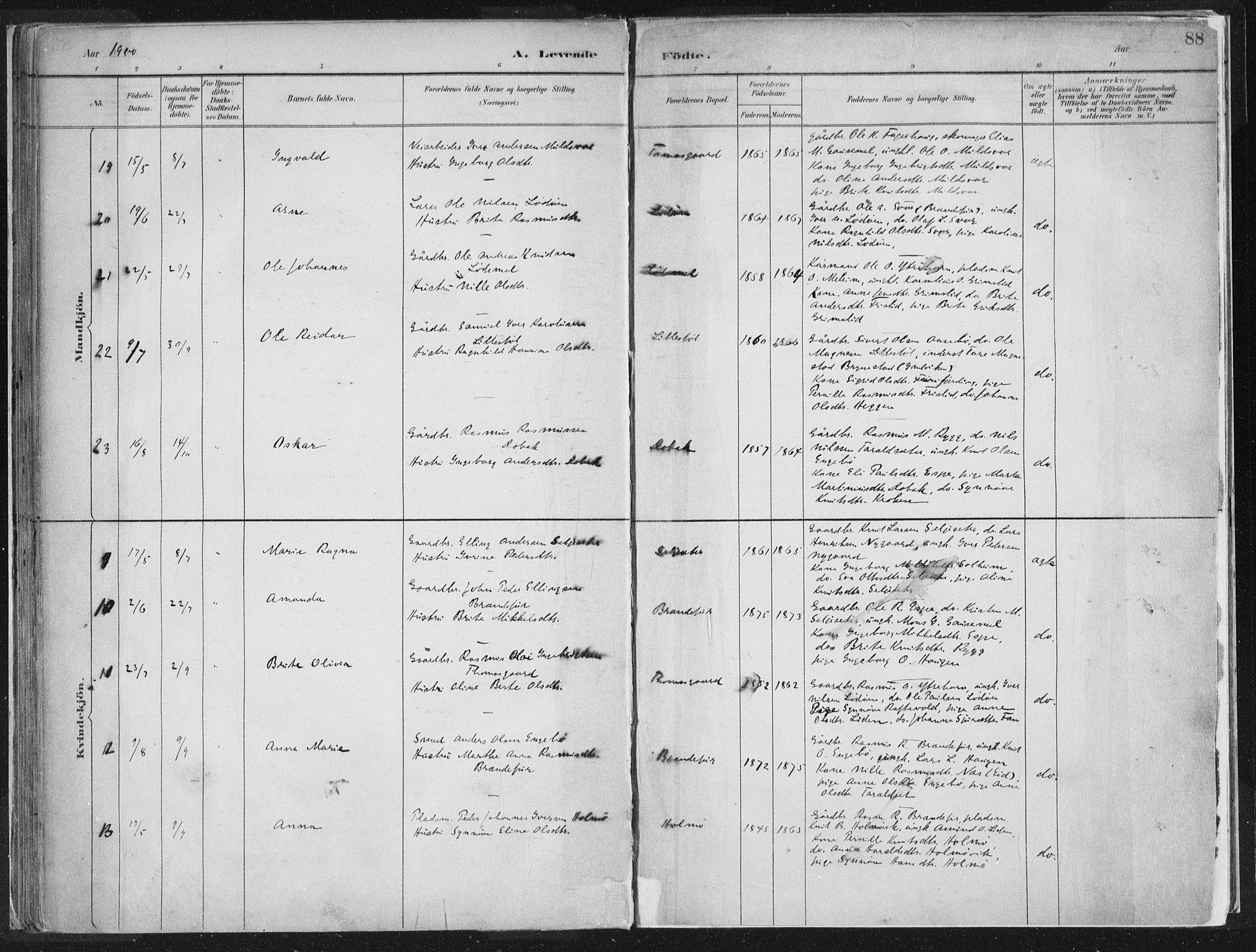 Hornindal sokneprestembete, SAB/A-82401/H/Haa/Haaa/L0003/0001: Parish register (official) no. A 3A, 1887-1917, p. 88