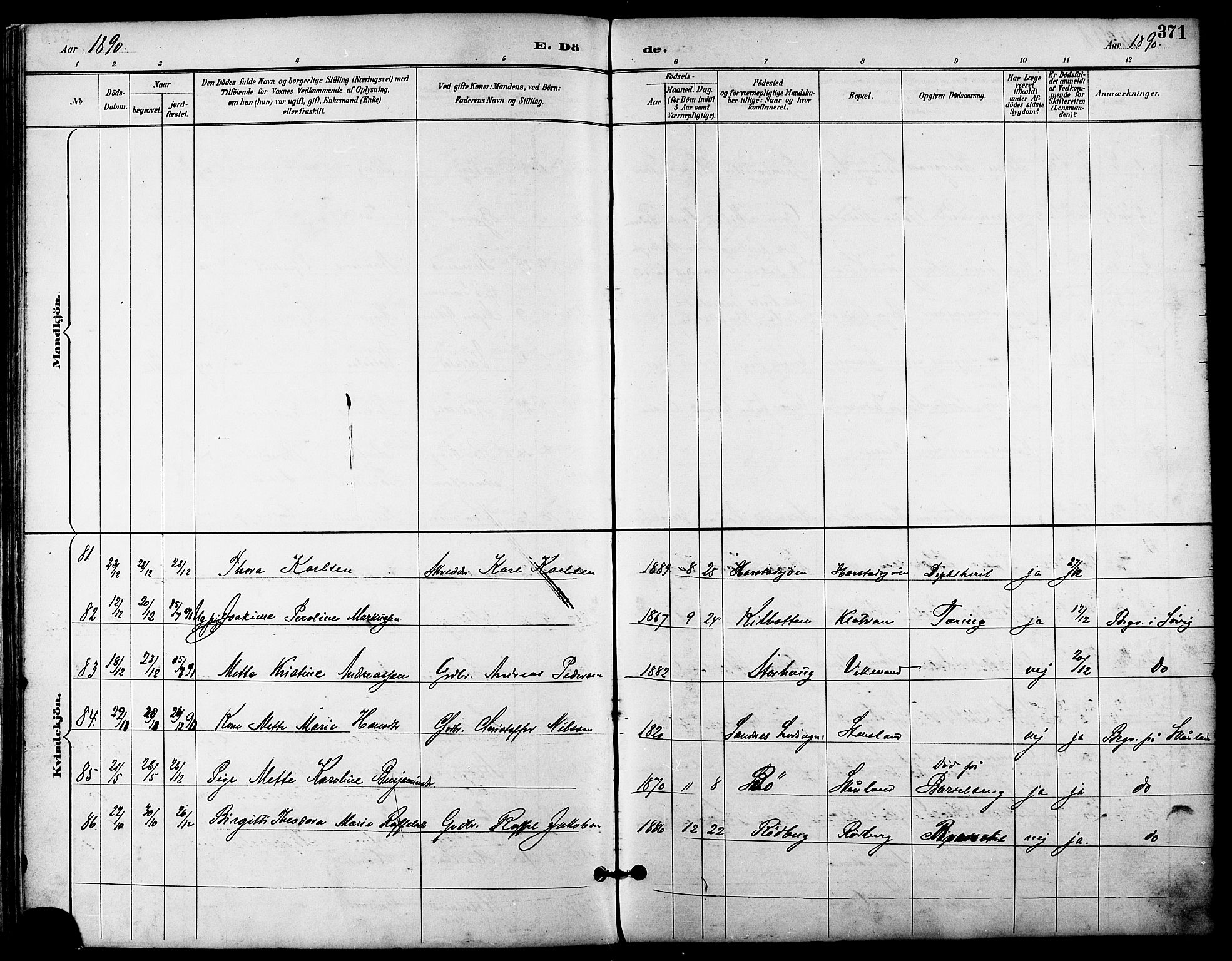 Trondenes sokneprestkontor, SATØ/S-1319/H/Ha/L0016kirke: Parish register (official) no. 16, 1890-1898, p. 371