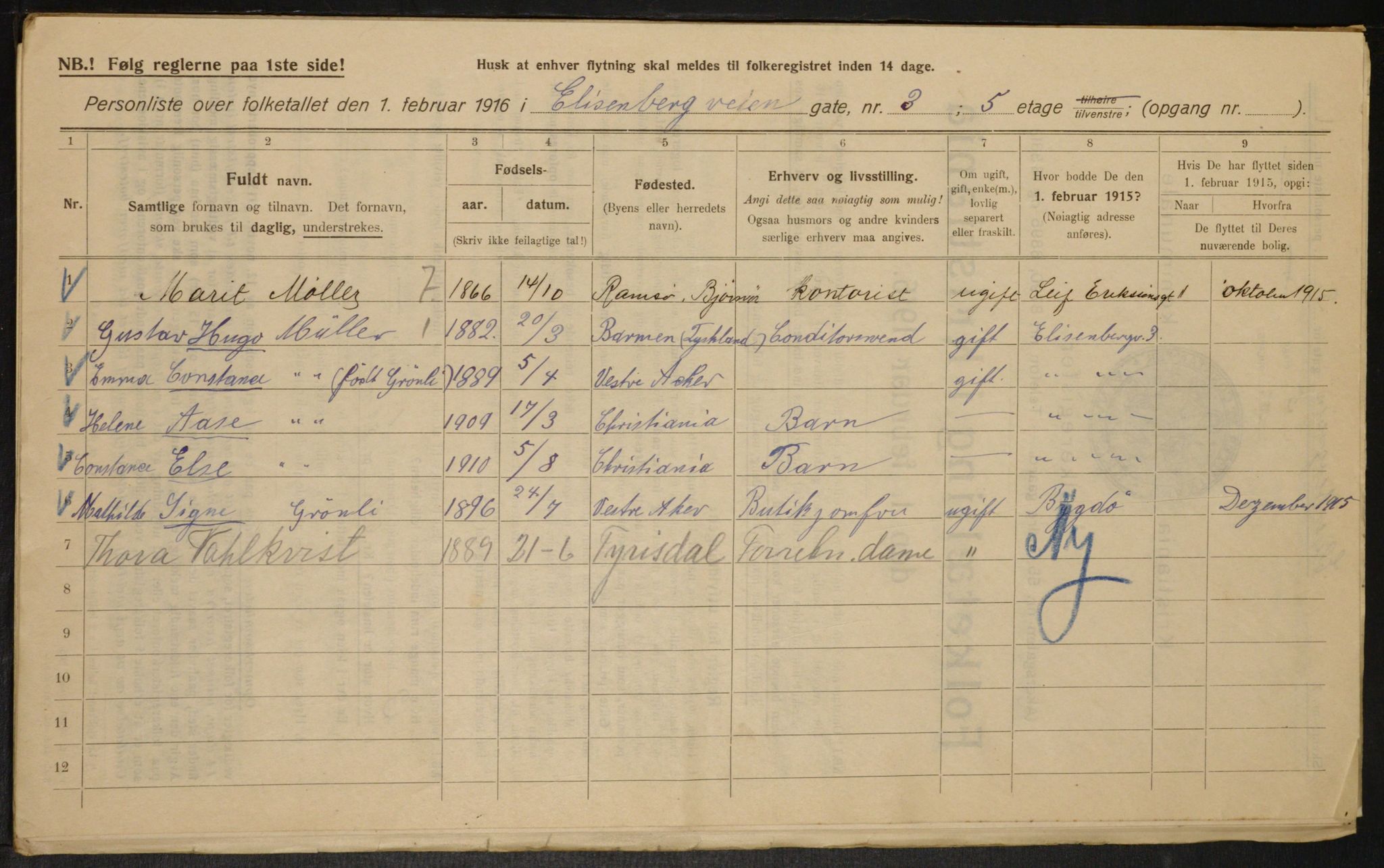 OBA, Municipal Census 1916 for Kristiania, 1916, p. 20739