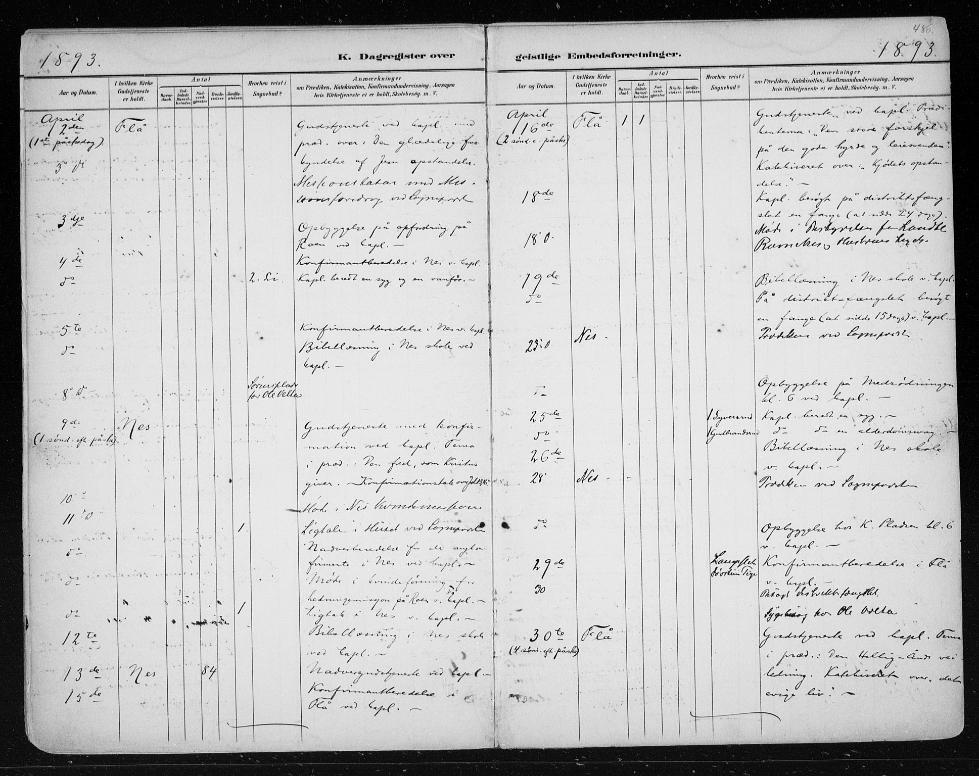 Nes kirkebøker, AV/SAKO-A-236/F/Fa/L0011: Parish register (official) no. 11, 1881-1912, p. 486