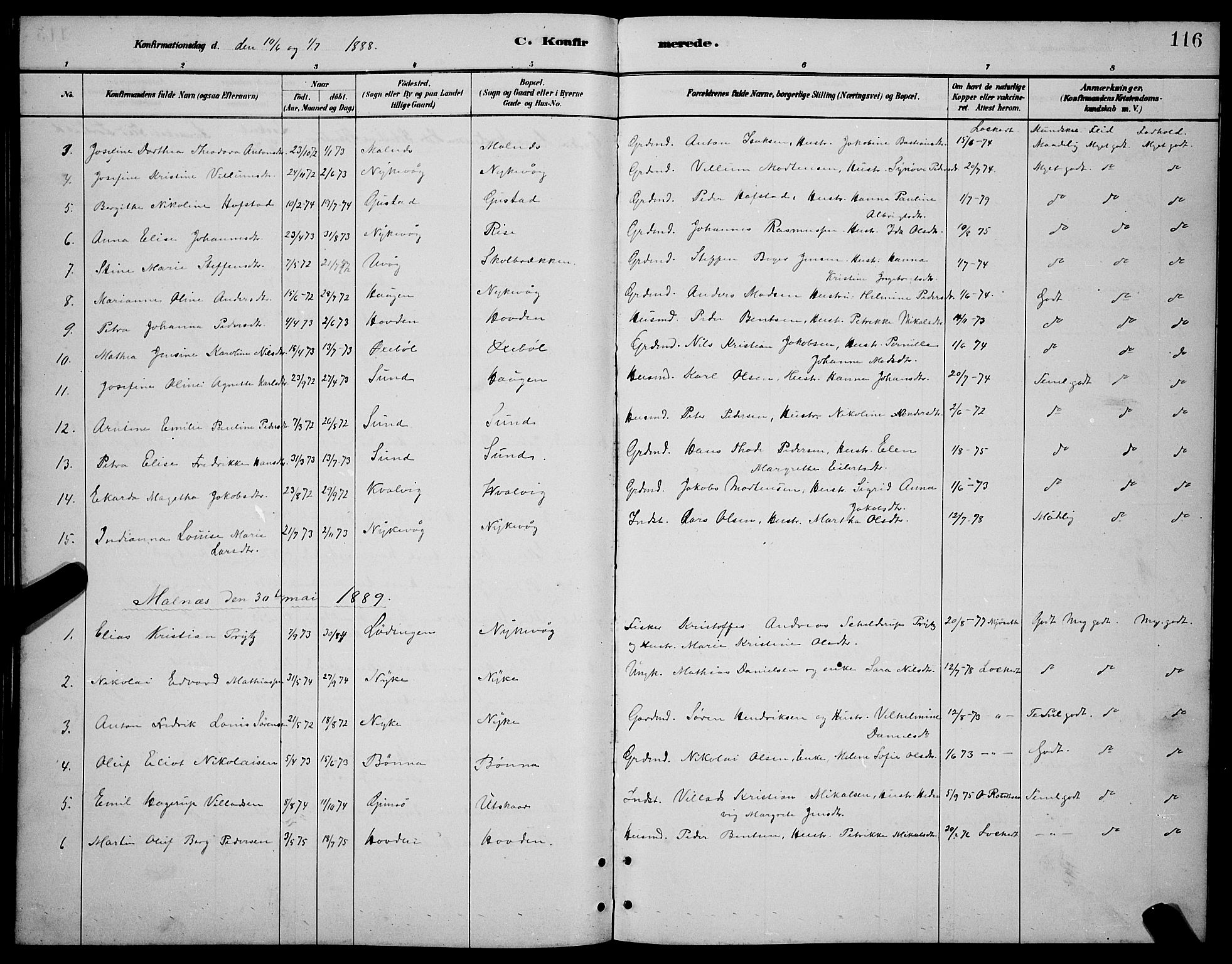 Ministerialprotokoller, klokkerbøker og fødselsregistre - Nordland, AV/SAT-A-1459/892/L1325: Parish register (copy) no. 892C02, 1878-1896, p. 116