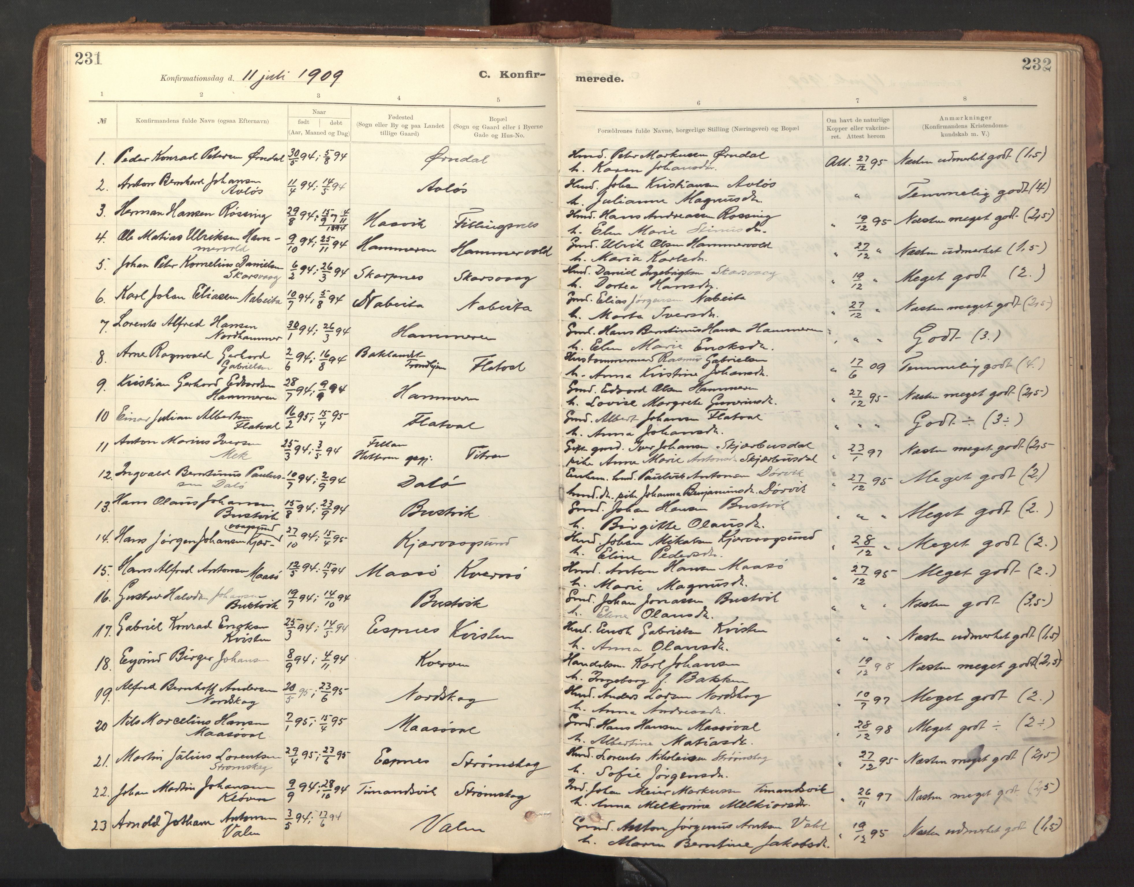 Ministerialprotokoller, klokkerbøker og fødselsregistre - Sør-Trøndelag, SAT/A-1456/641/L0596: Parish register (official) no. 641A02, 1898-1915, p. 231-232