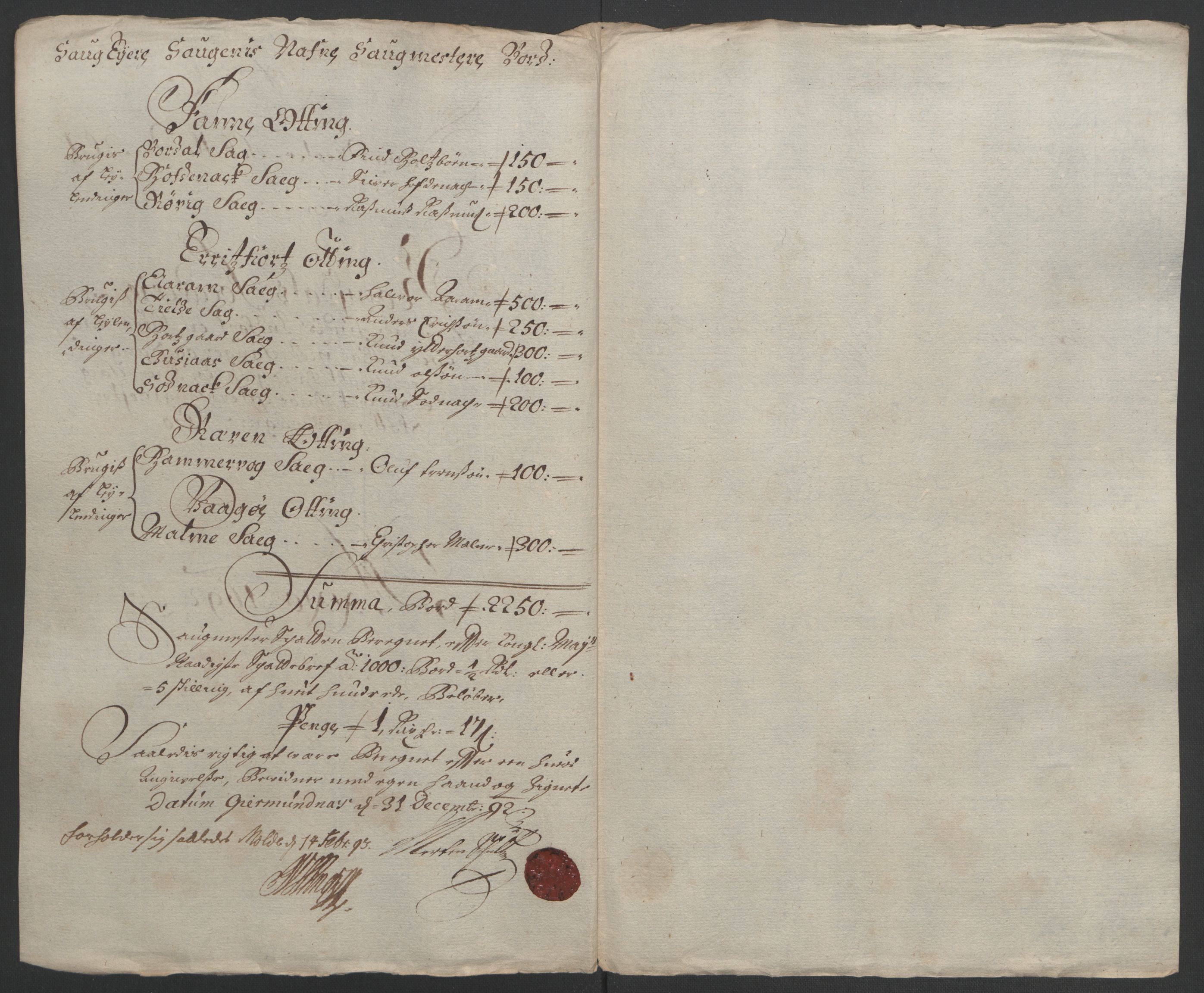 Rentekammeret inntil 1814, Reviderte regnskaper, Fogderegnskap, RA/EA-4092/R55/L3650: Fogderegnskap Romsdal, 1692, p. 75