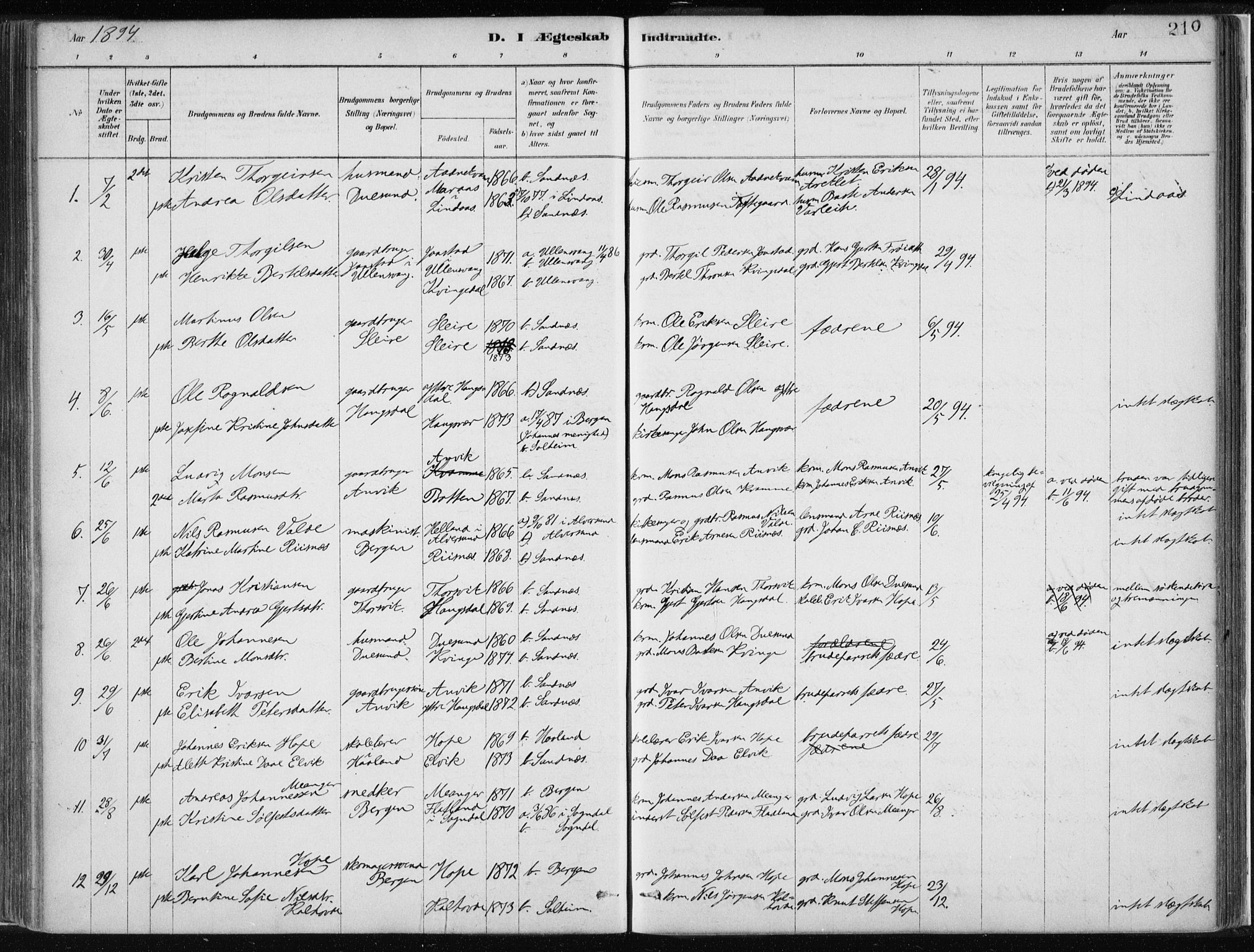Masfjorden Sokneprestembete, SAB/A-77001: Parish register (official) no. B  1, 1876-1899, p. 210
