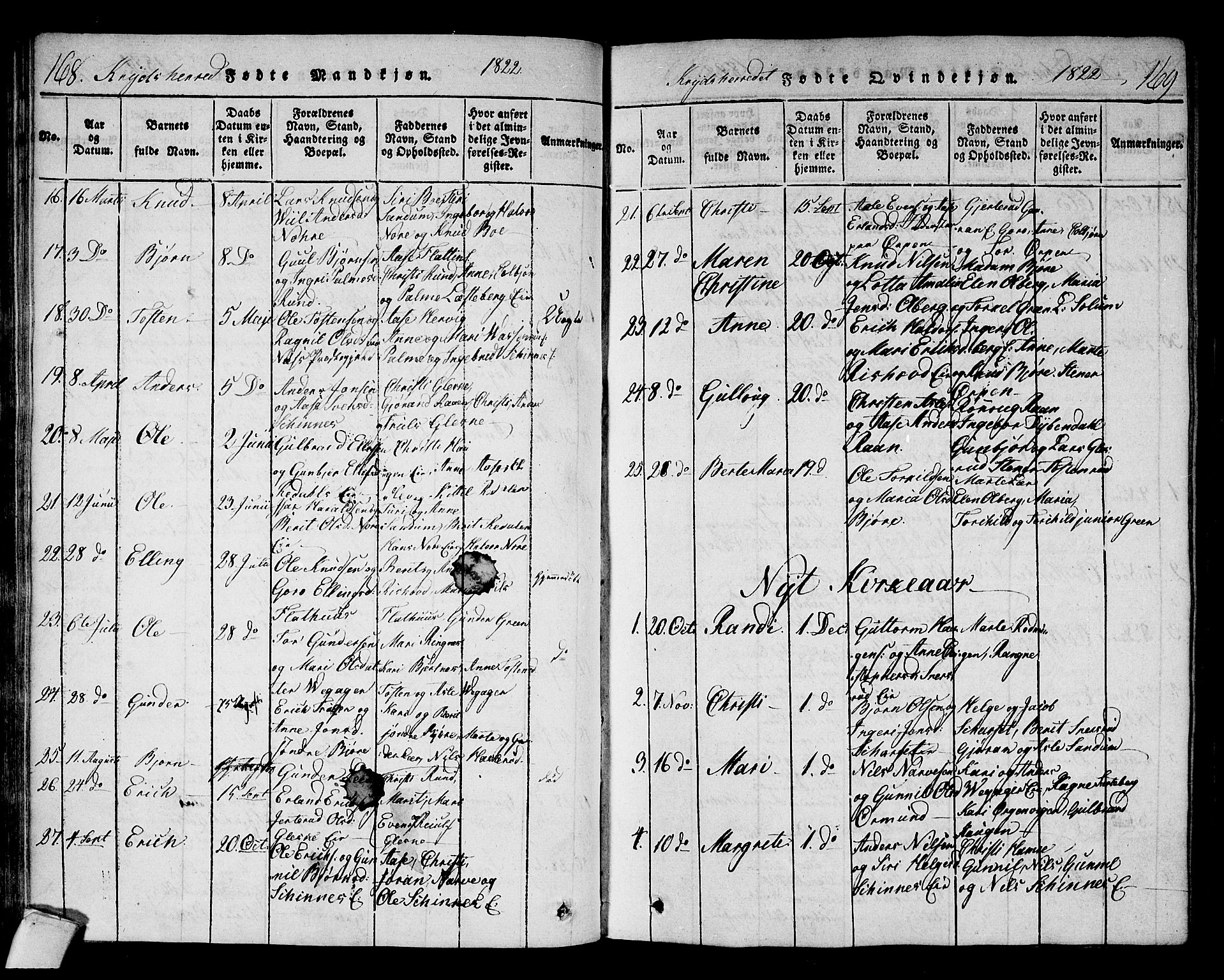 Sigdal kirkebøker, AV/SAKO-A-245/F/Fa/L0005: Parish register (official) no. I 5 /3, 1815-1829, p. 168-169