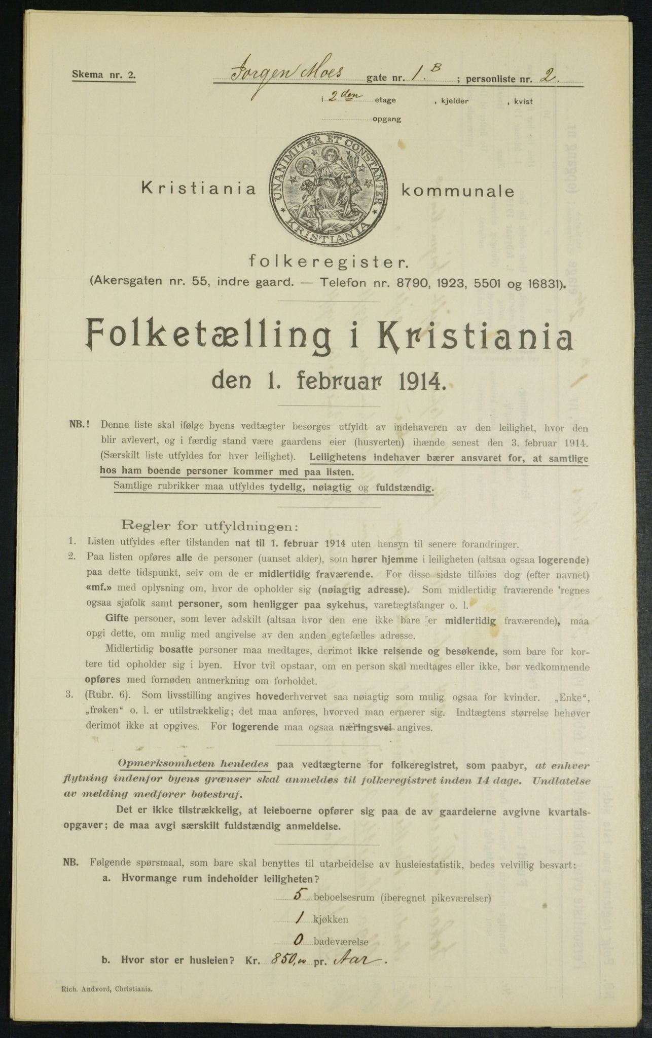 OBA, Municipal Census 1914 for Kristiania, 1914, p. 47692