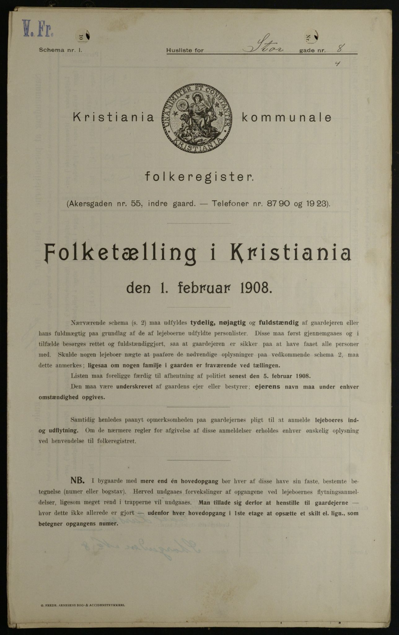 OBA, Municipal Census 1908 for Kristiania, 1908, p. 92508